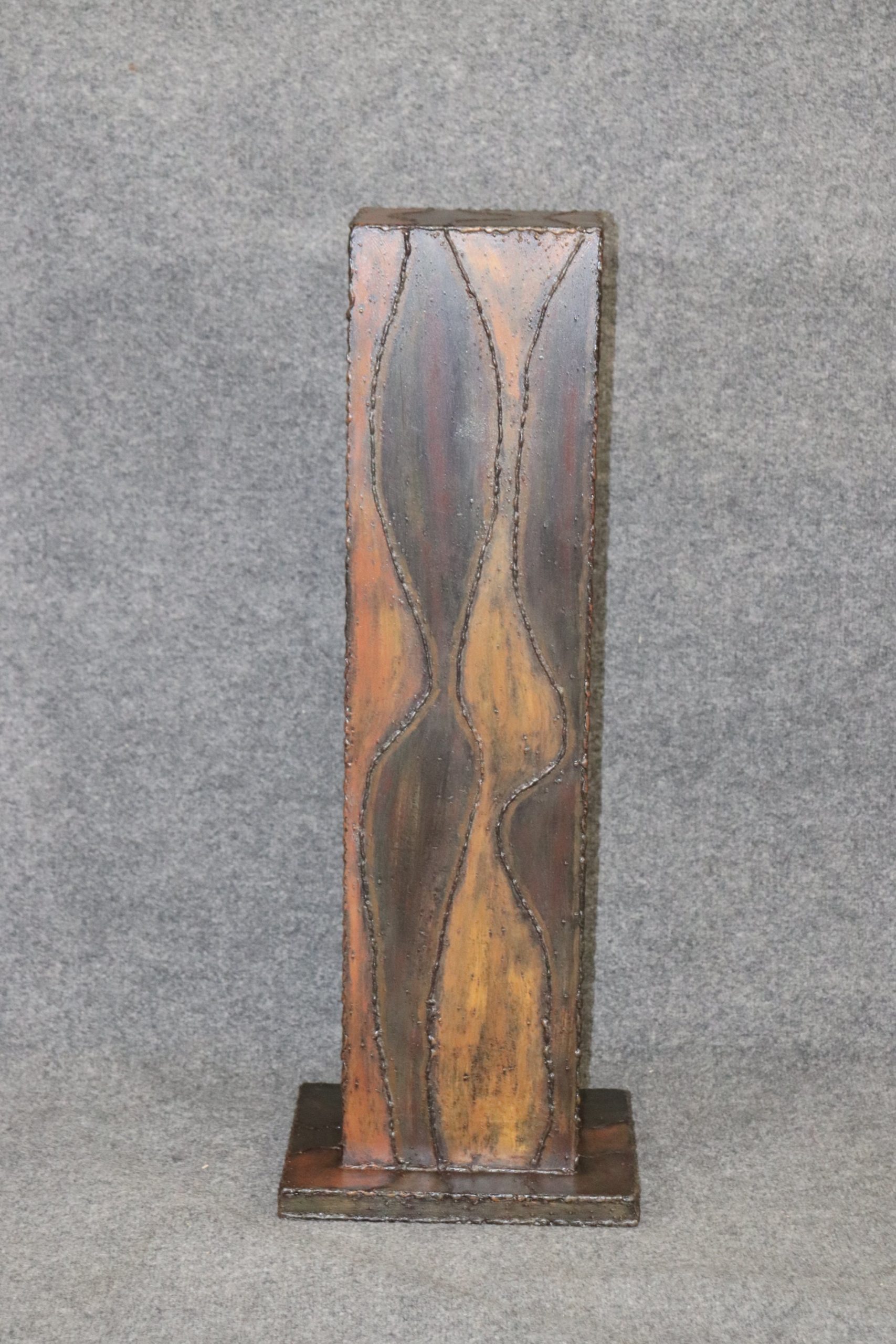 Mid Century Modern Brutalist Acid Wash Pedestal In The Manner of Paul Evans MCM Furniture, MCM Decor - Image 3