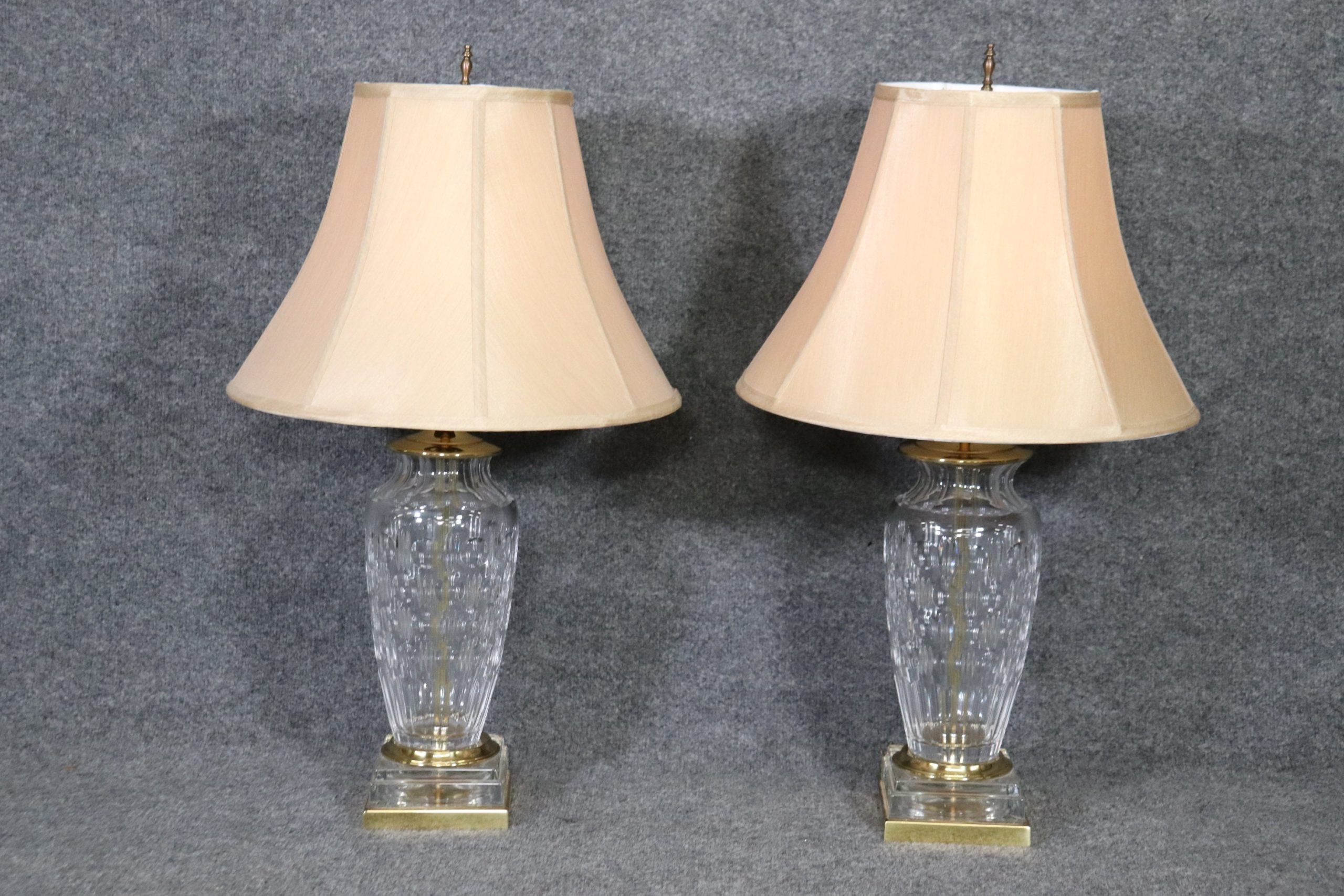 Pair of Crystal and Brass Lamps Attributed to Waterford, Pair of Lamps - Image 2