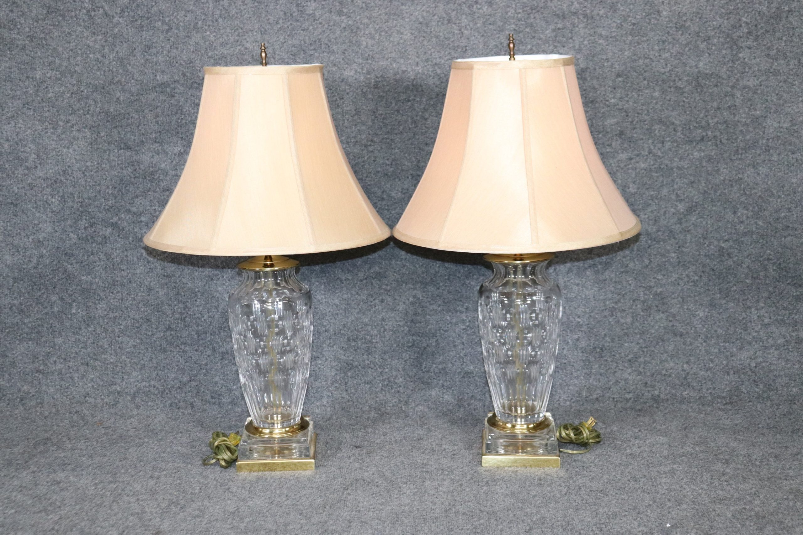 Pair of Crystal and Brass Lamps Attributed to Waterford, Pair of Lamps - Image 3