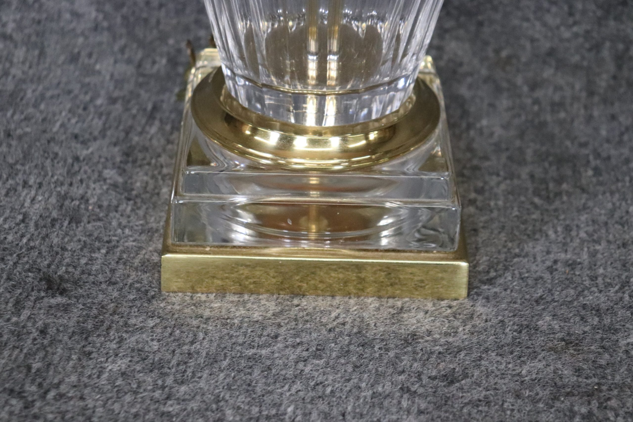 Pair of Crystal and Brass Lamps Attributed to Waterford, Pair of Lamps - Image 8