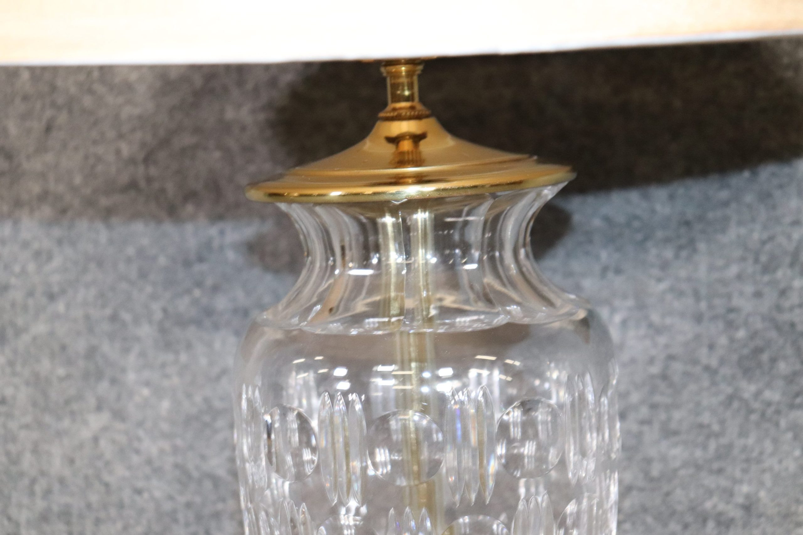 Pair of Crystal and Brass Lamps Attributed to Waterford, Pair of Lamps - Image 9