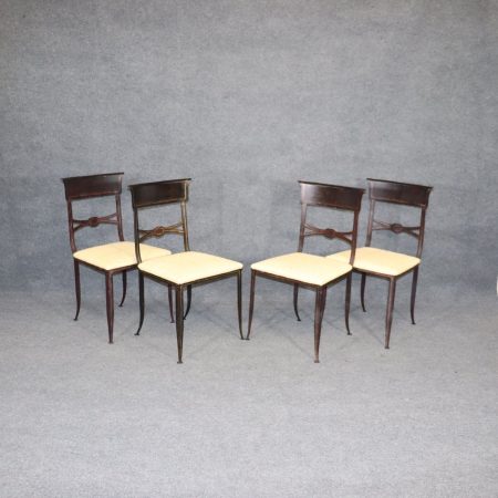 4 Metal Regency Maitland Smith Style Dining Chairs, Mid Century Modern Hollywood Regency MCM Furniture