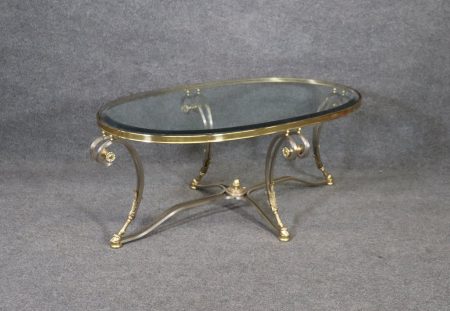 Hollywood Regency Maison Jansen Style Beveled Glass Top Coffee Table Mid Century Modern, MCM Decor