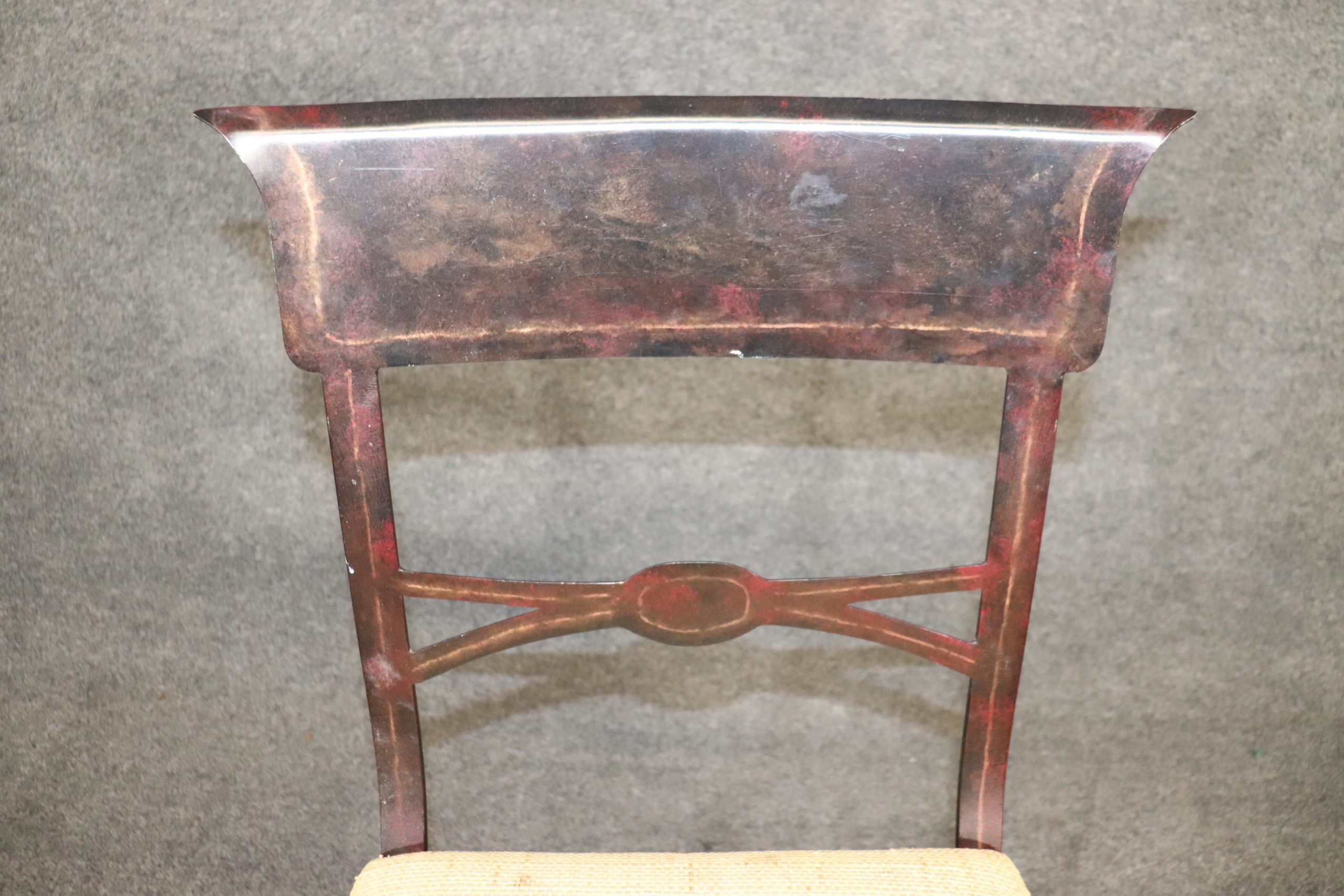 4 Metal Regency Maitland Smith Style Dining Chairs, Mid Century Modern Hollywood Regency MCM Furniture - Image 8