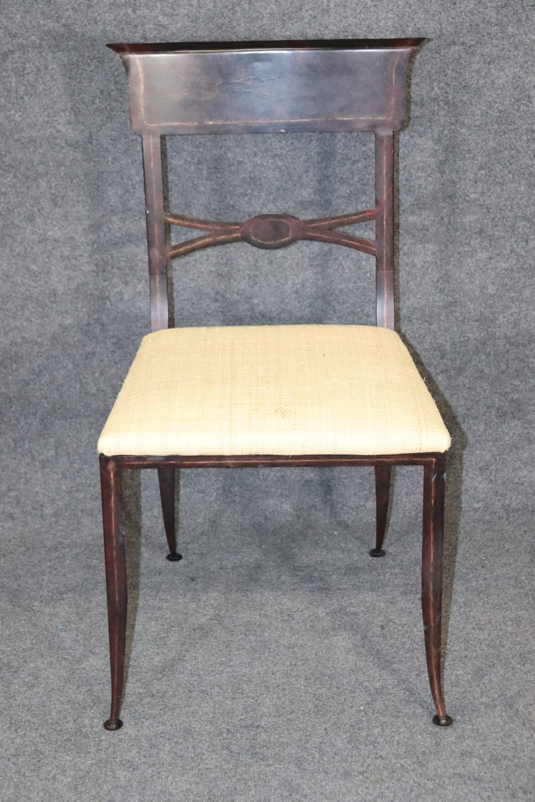 4 Metal Regency Maitland Smith Style Dining Chairs, Mid Century Modern Hollywood Regency MCM Furniture - Image 3