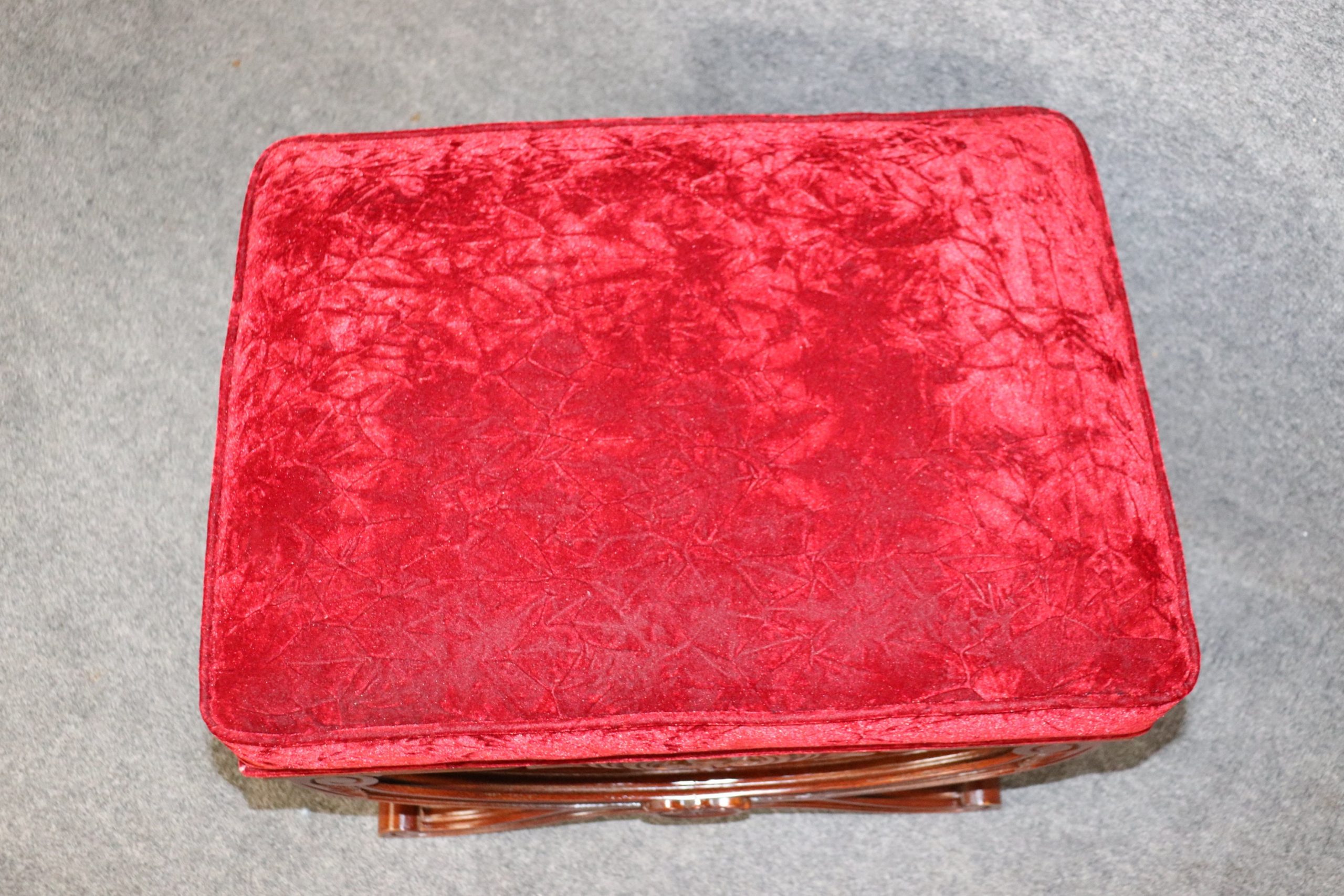 Pair of Regency Style Carved Upholstered Benches, Entryway Bench - Image 5