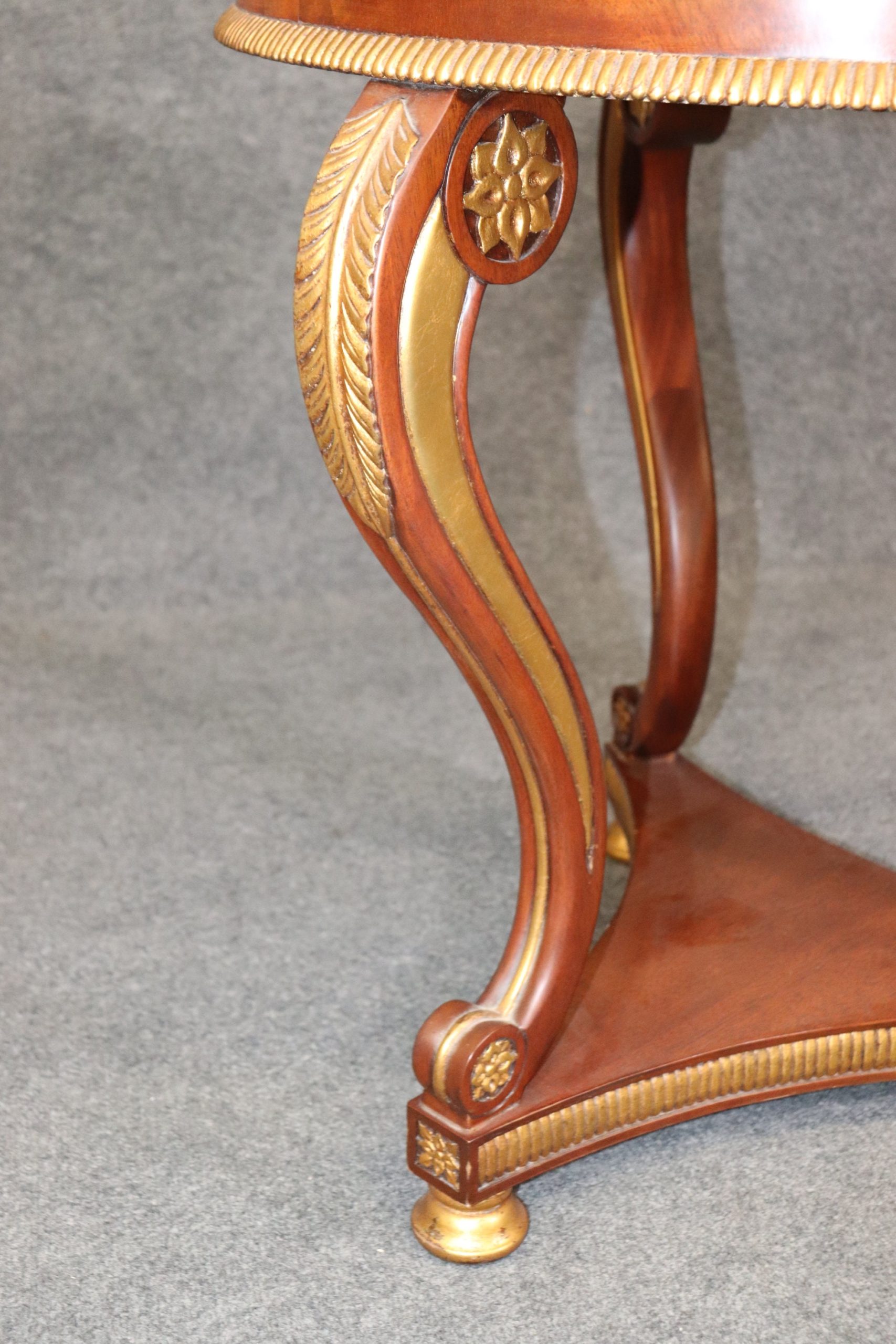 Light Mahogany Louis XV Style Gilt Center Table In The Manner of Maitland Smith, Antiques - Image 6
