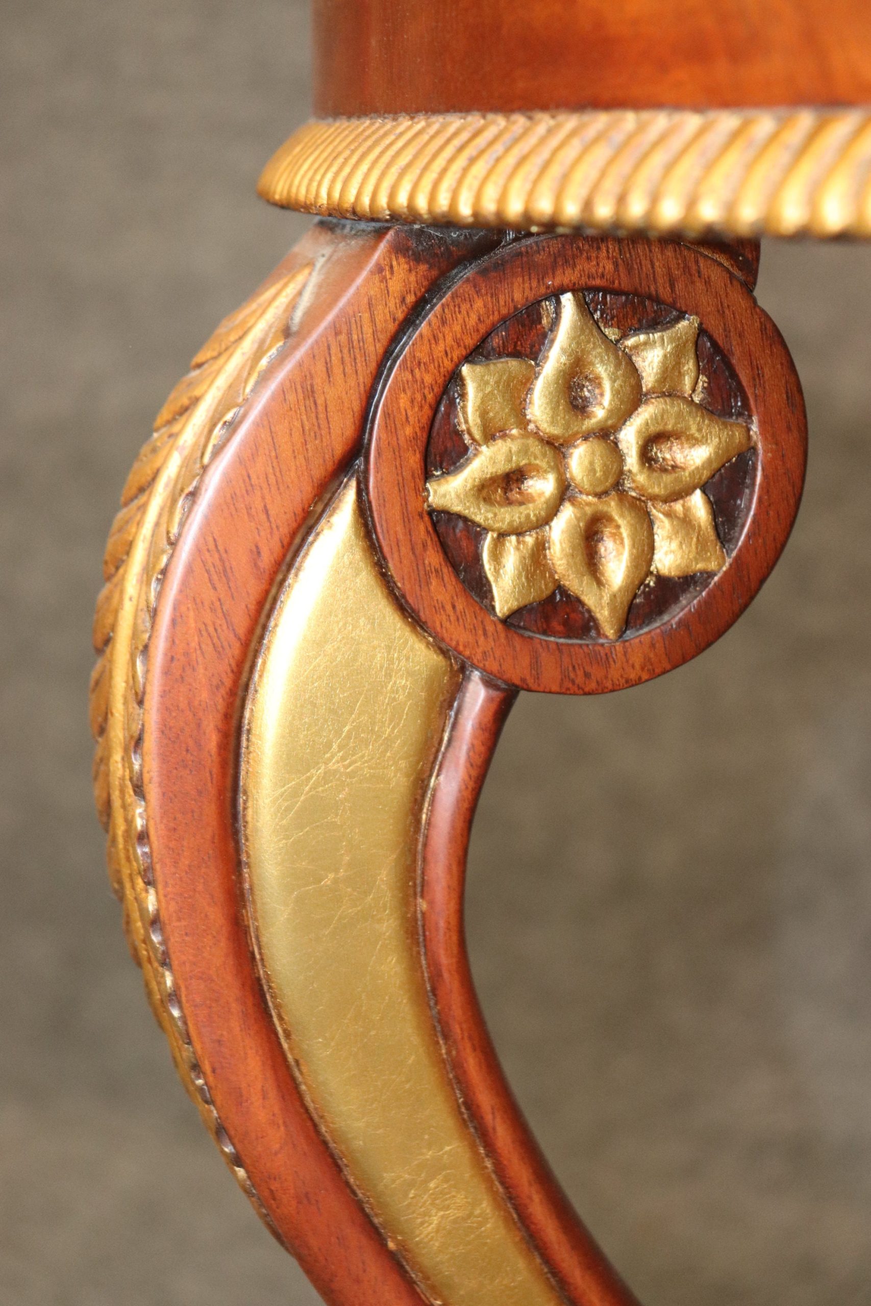 Light Mahogany Louis XV Style Gilt Center Table In The Manner of Maitland Smith, Antiques - Image 10