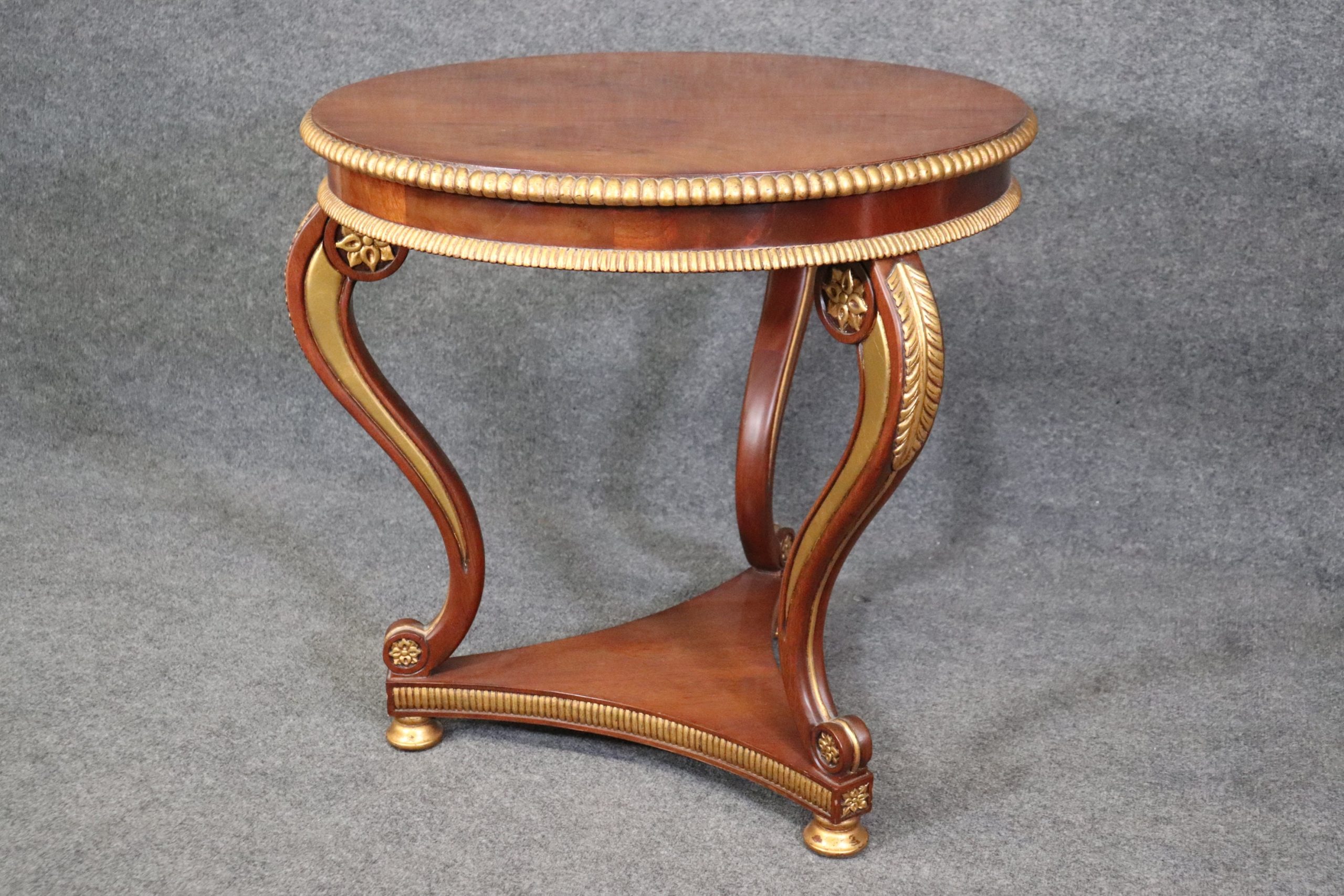 Light Mahogany Louis XV Style Gilt Center Table In The Manner of Maitland Smith, Antiques - Image 4