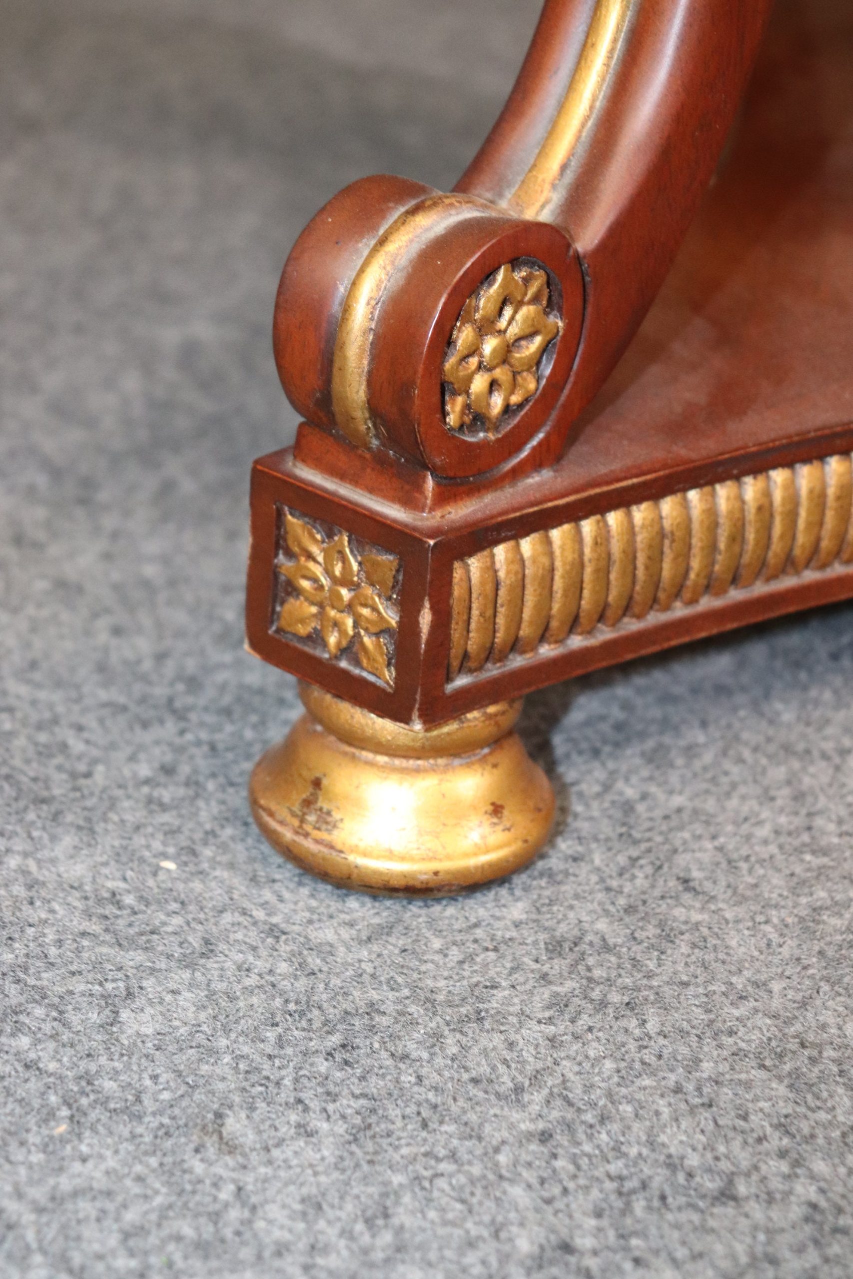 Light Mahogany Louis XV Style Gilt Center Table In The Manner of Maitland Smith, Antiques - Image 7