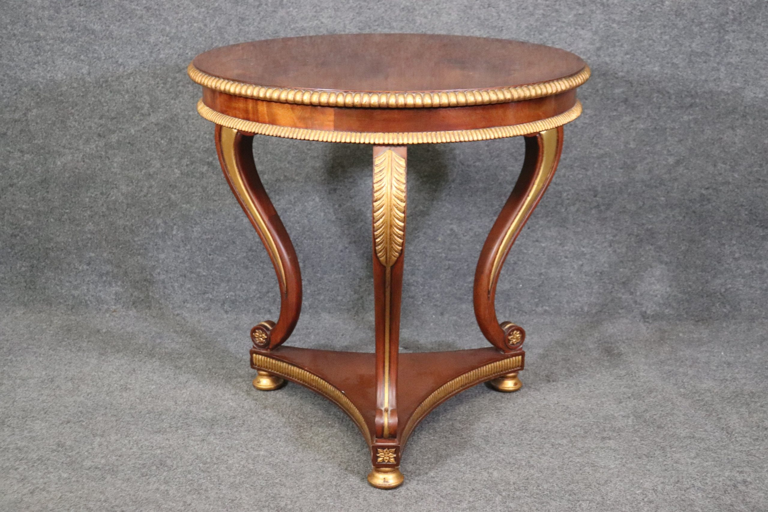 Light Mahogany Louis XV Style Gilt Center Table In The Manner of Maitland Smith, Antiques - Image 3