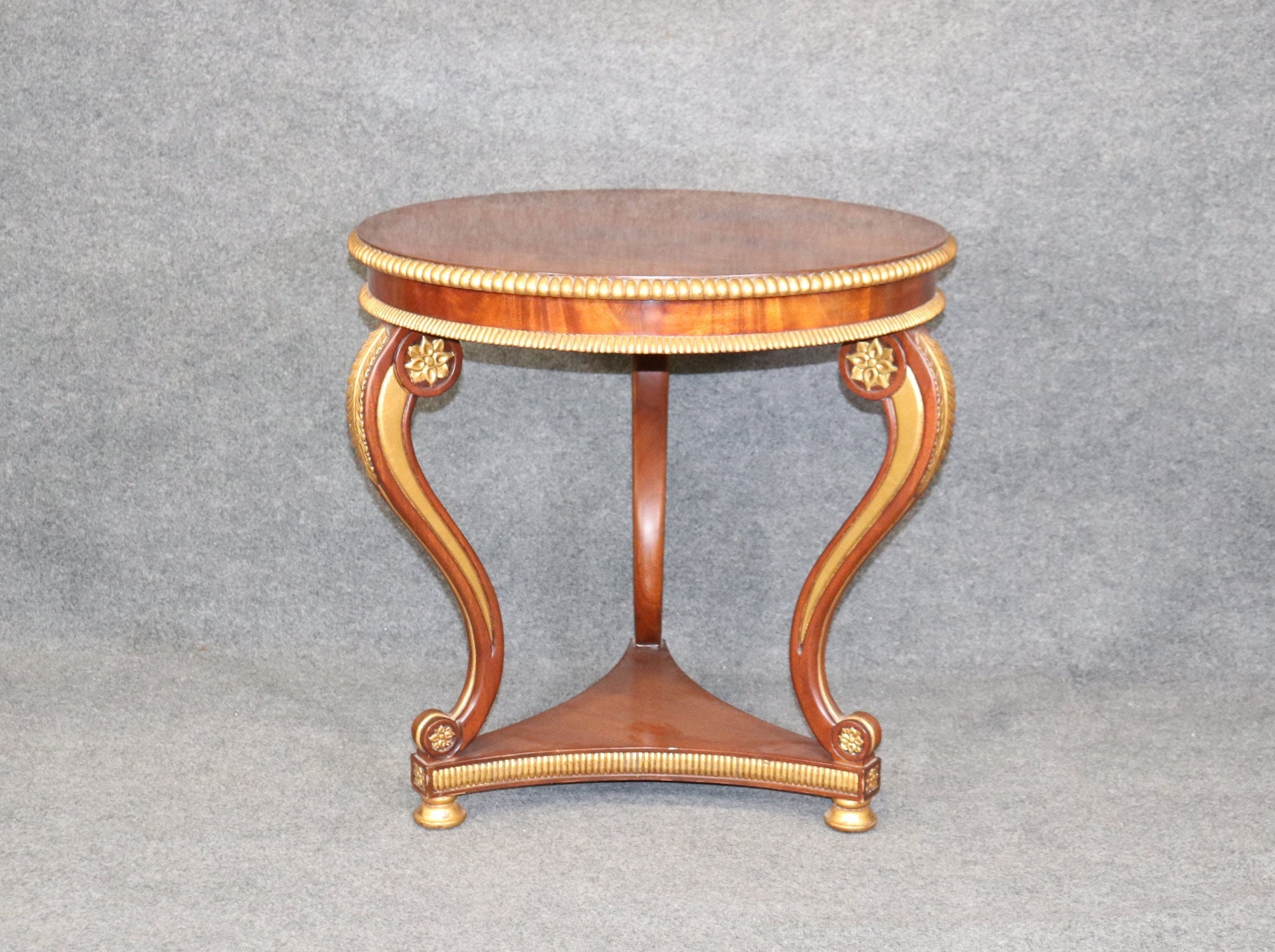 Light Mahogany Louis XV Style Gilt Center Table In The Manner of Maitland Smith, Antiques