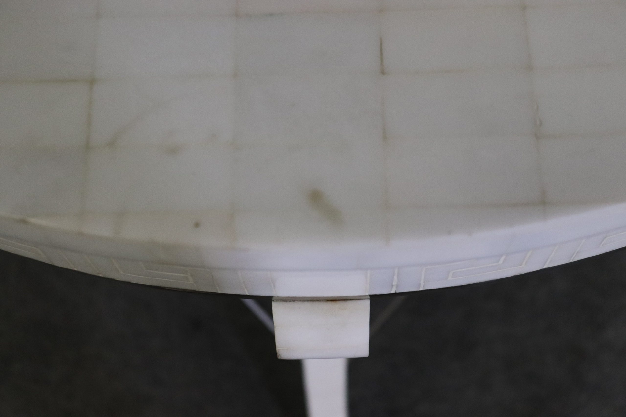 Mid Century Modern Regency Style Tessellated Top Demilune Console Table, MCM Furniture - Image 10