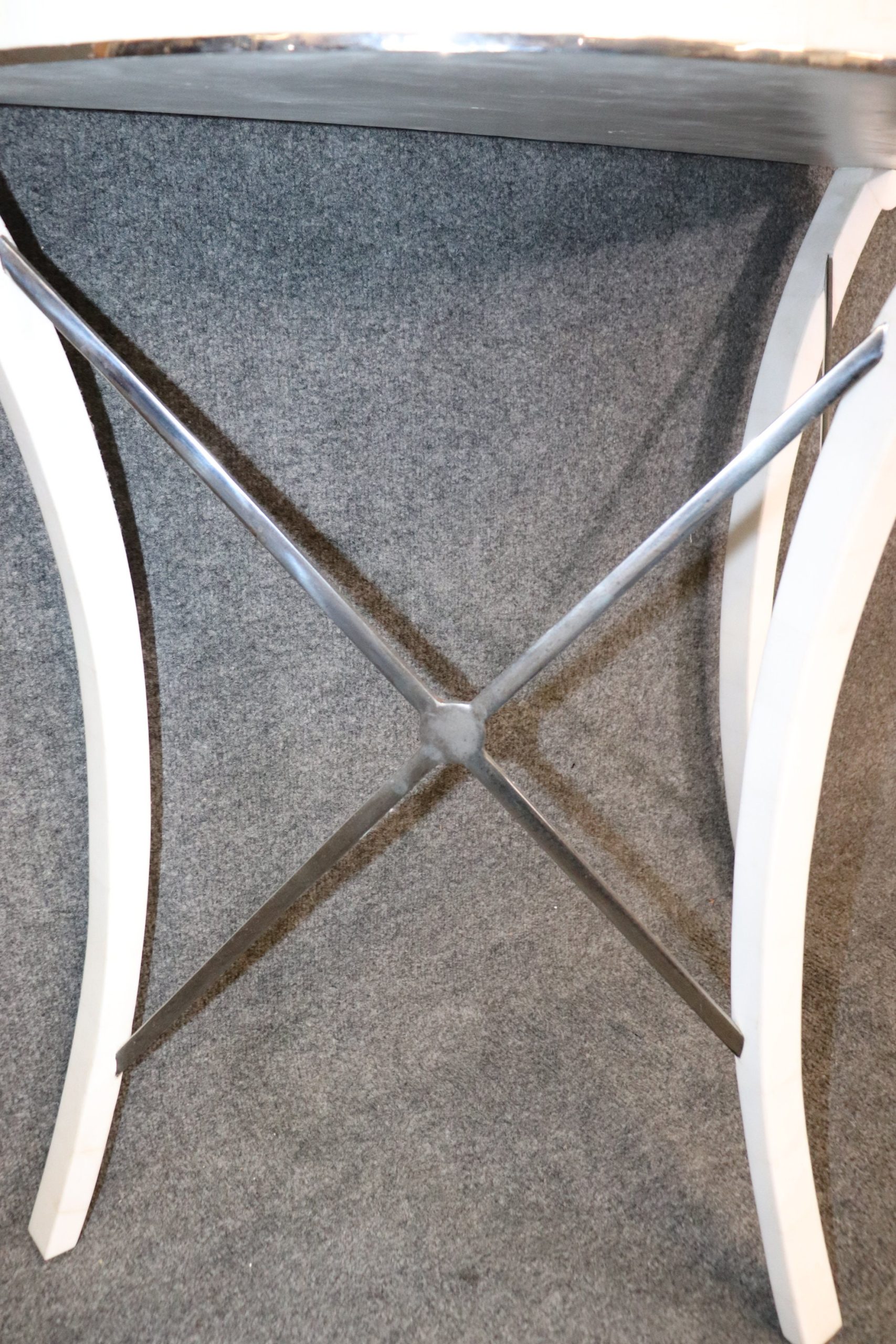 Mid Century Modern Regency Style Tessellated Top Demilune Console Table, MCM Furniture - Image 9