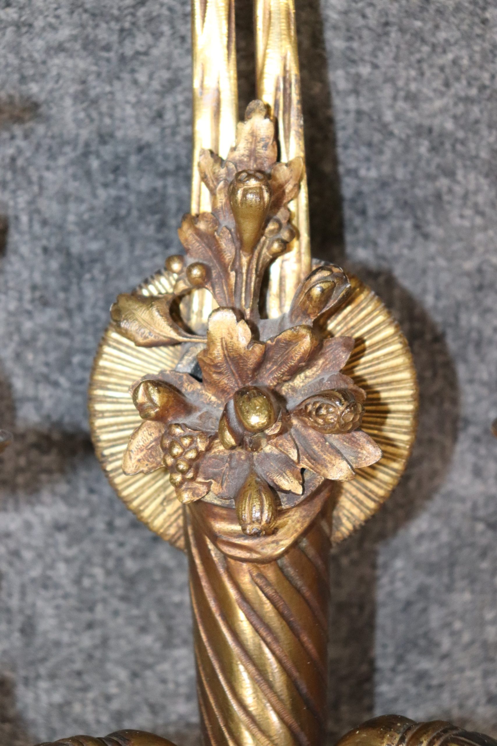 Pair Antique Louis XV Style French Brass Wall Sconces, Wall Decor - Image 8