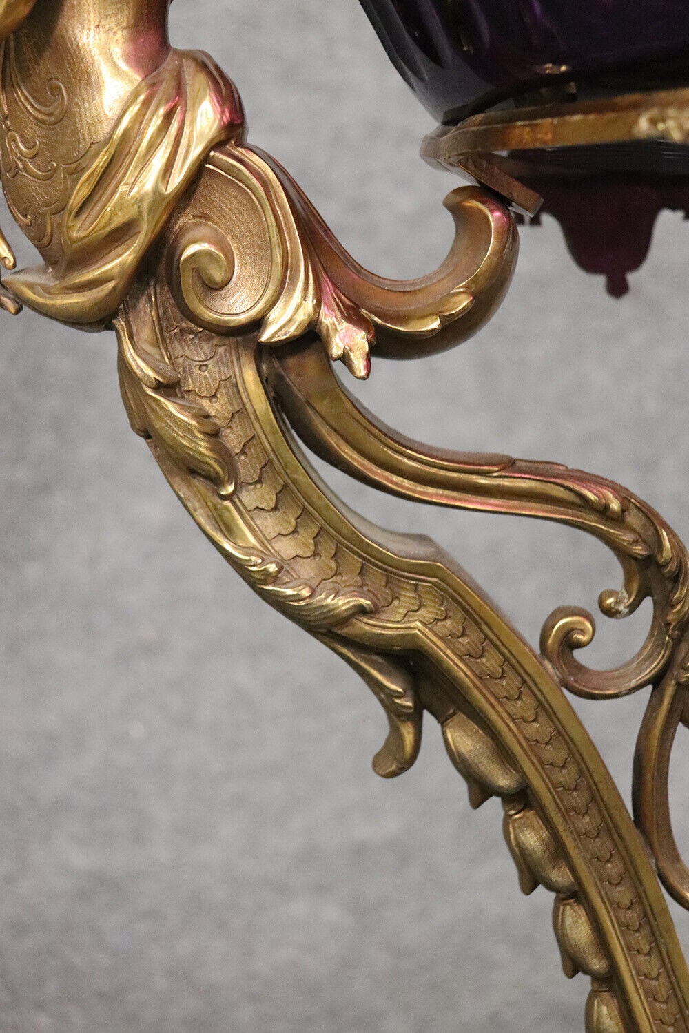 Best Figural Bronze Russian Amethyst Cut Glass jardineres, MCM - Image 6