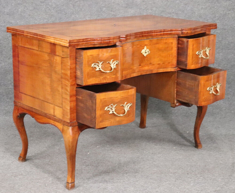 Inlaid Antique Continental Louis XV Style Walnut Writing Desk, Antique Furniture - Image 6