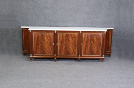 French Louis XVI Directoire Style Marble Top Sideboard Buffett By Maison Jansen, Chest of Drawers