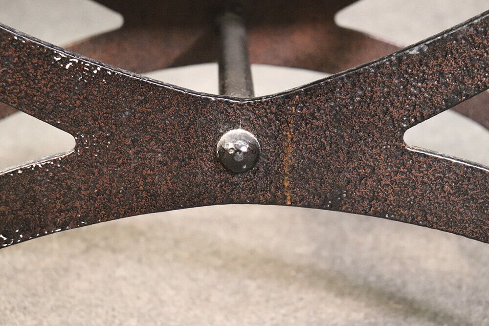 Chic Black Wrought Iron and Leather X Benches, Circa 1950 - Image 7