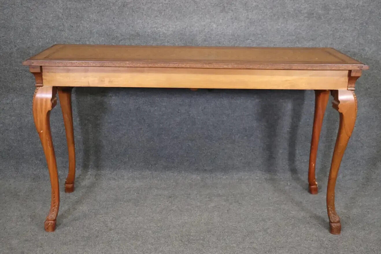 European Georgian Style Carved Walnut Inlaid Server Console Table, Antiques - Image 5