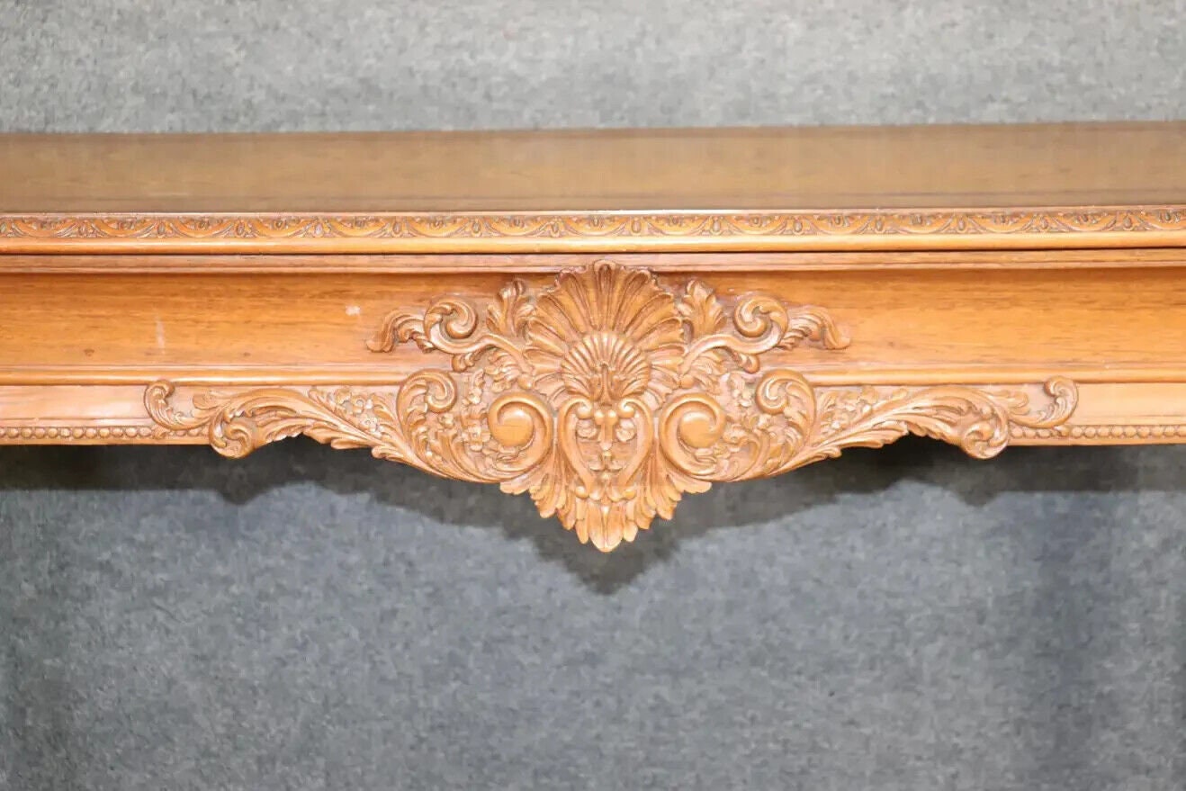 European Georgian Style Carved Walnut Inlaid Server Console Table, Antiques - Image 8