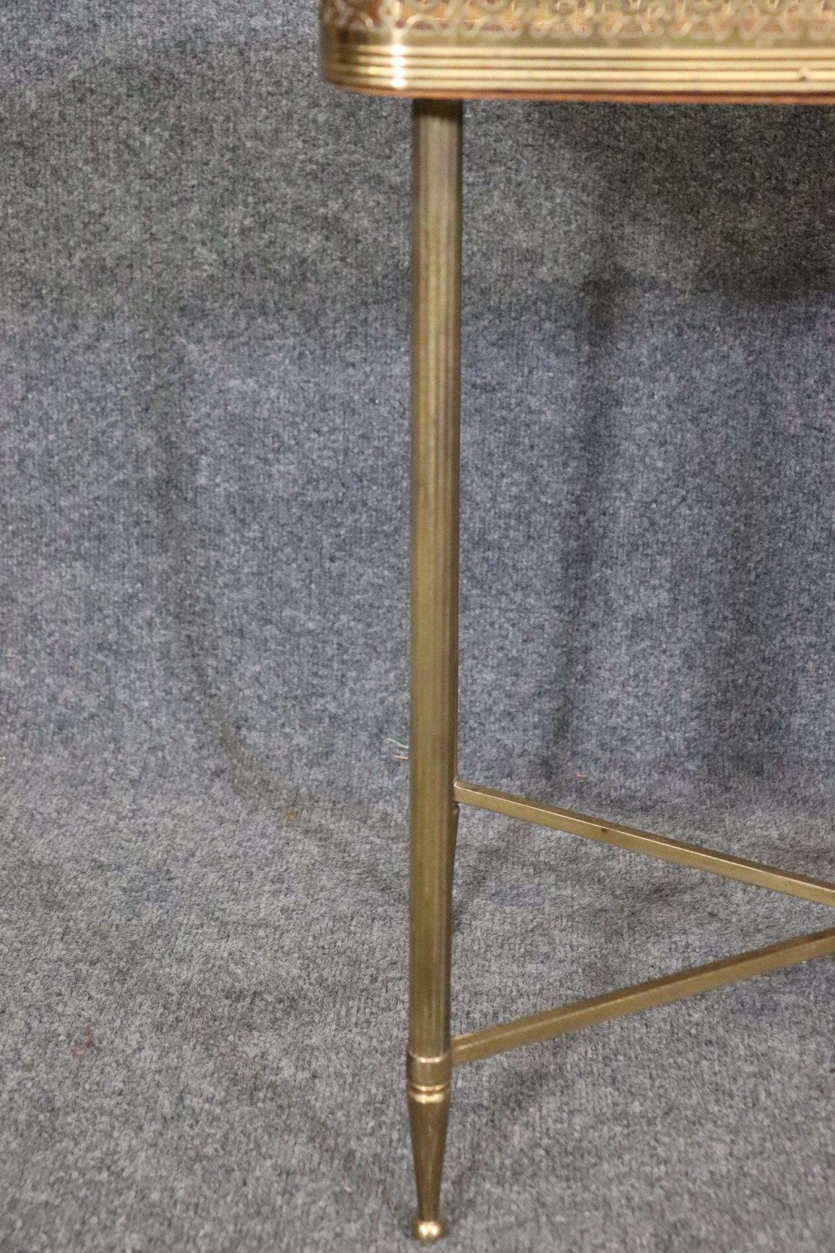 Pair of French Directoire Style Brass and Mahogany End Tables Attributed to Maison Jansen, Louis XVI - Image 6