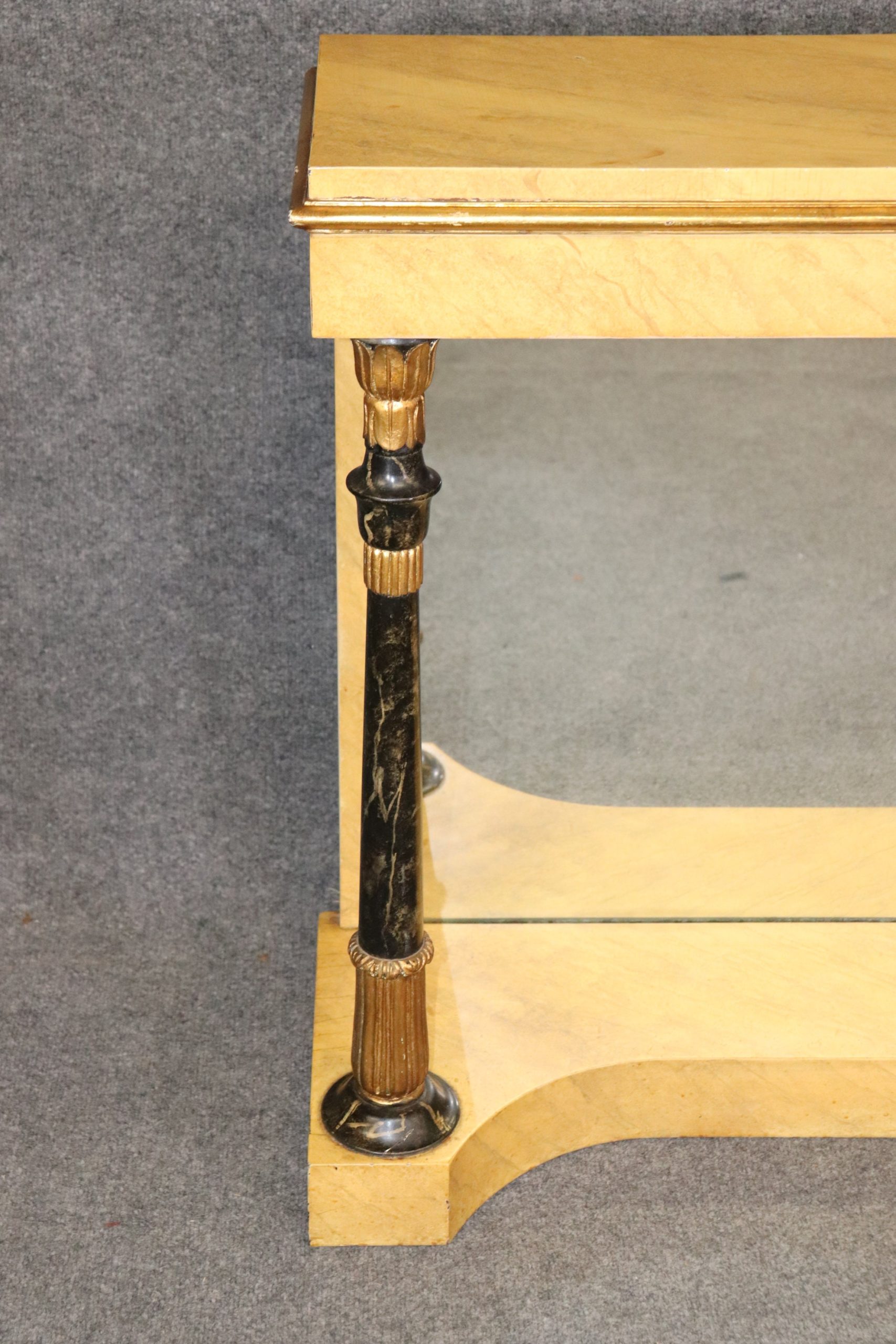 Pair of Antique NeoClassical Faux Marble Paint Decorated Console Tables, Entryway Furniture - Image 8