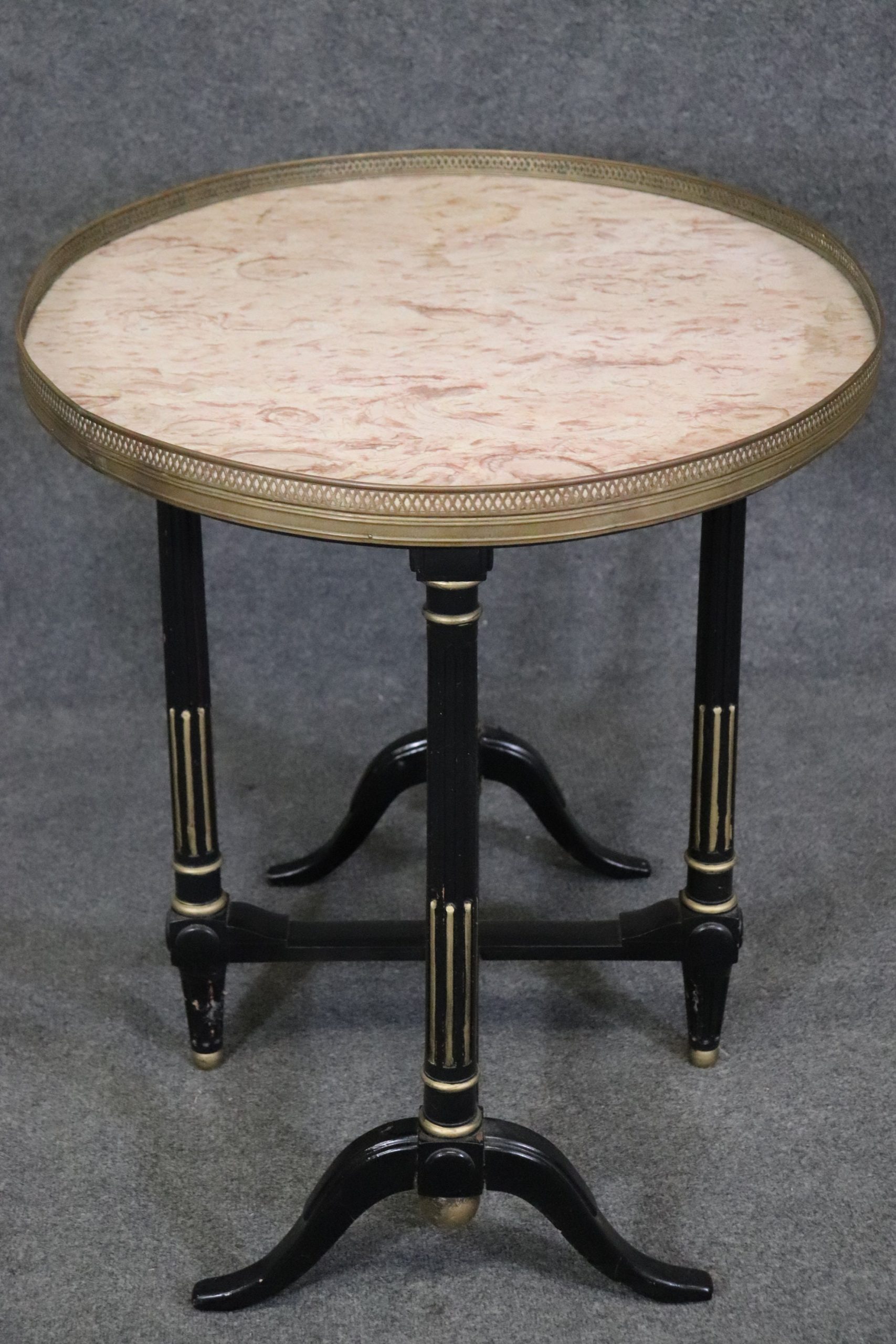 French Directoire Ebonized Marble Top Tea Table, End Table - Image 4