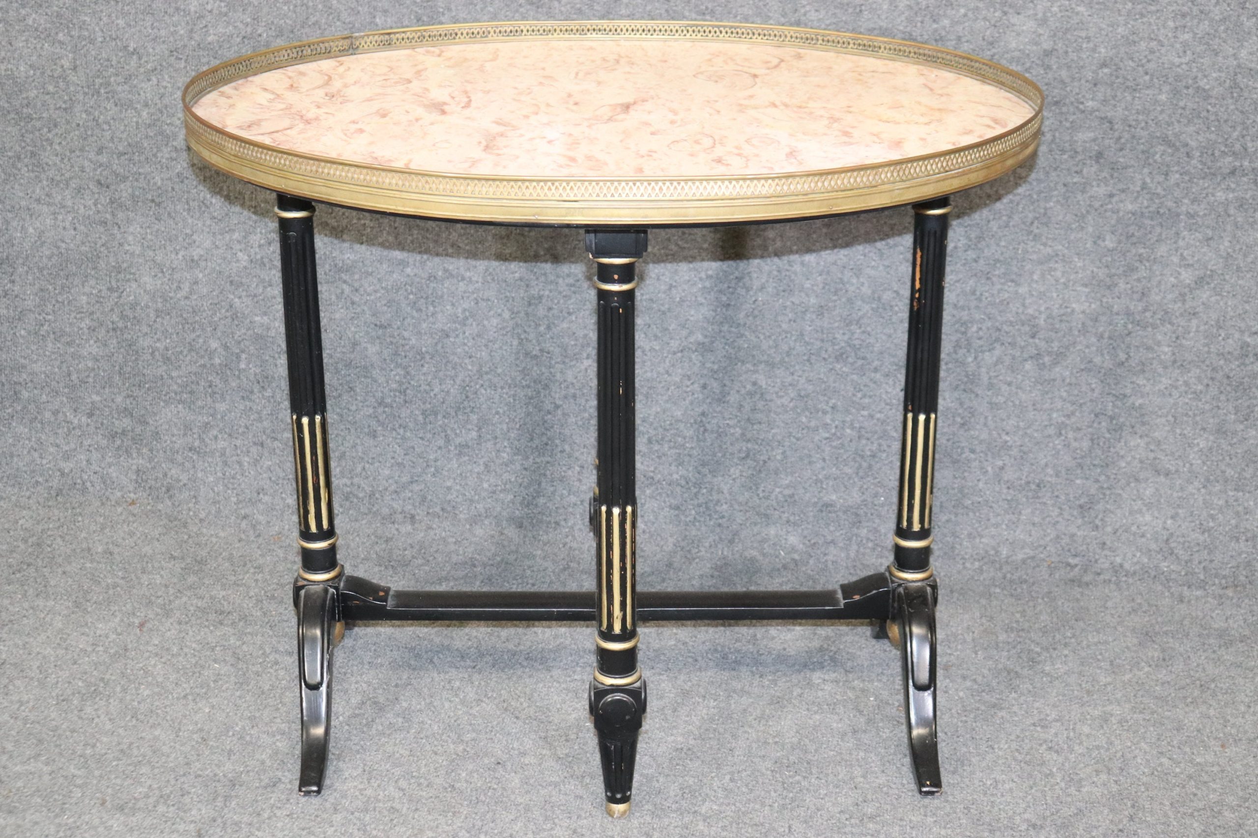 French Directoire Ebonized Marble Top Tea Table, End Table - Image 5