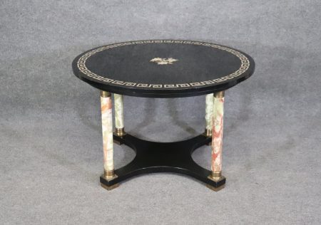 Italian Art Deco Ebonized Inlaid Center Table, MCM