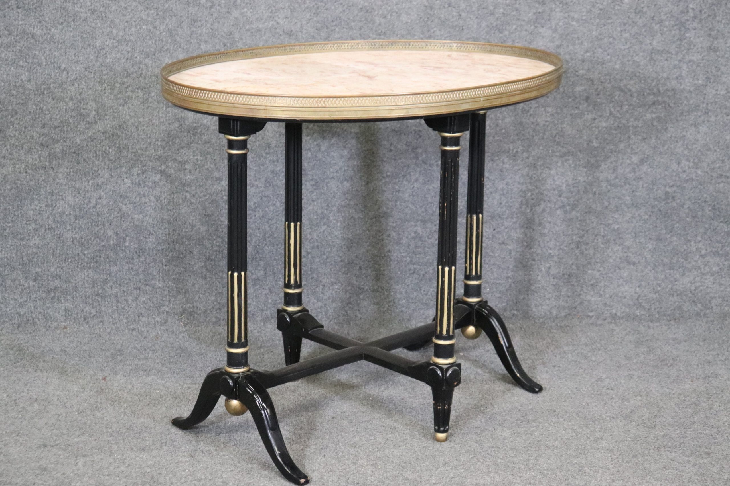French Directoire Ebonized Marble Top Tea Table, End Table - Image 2