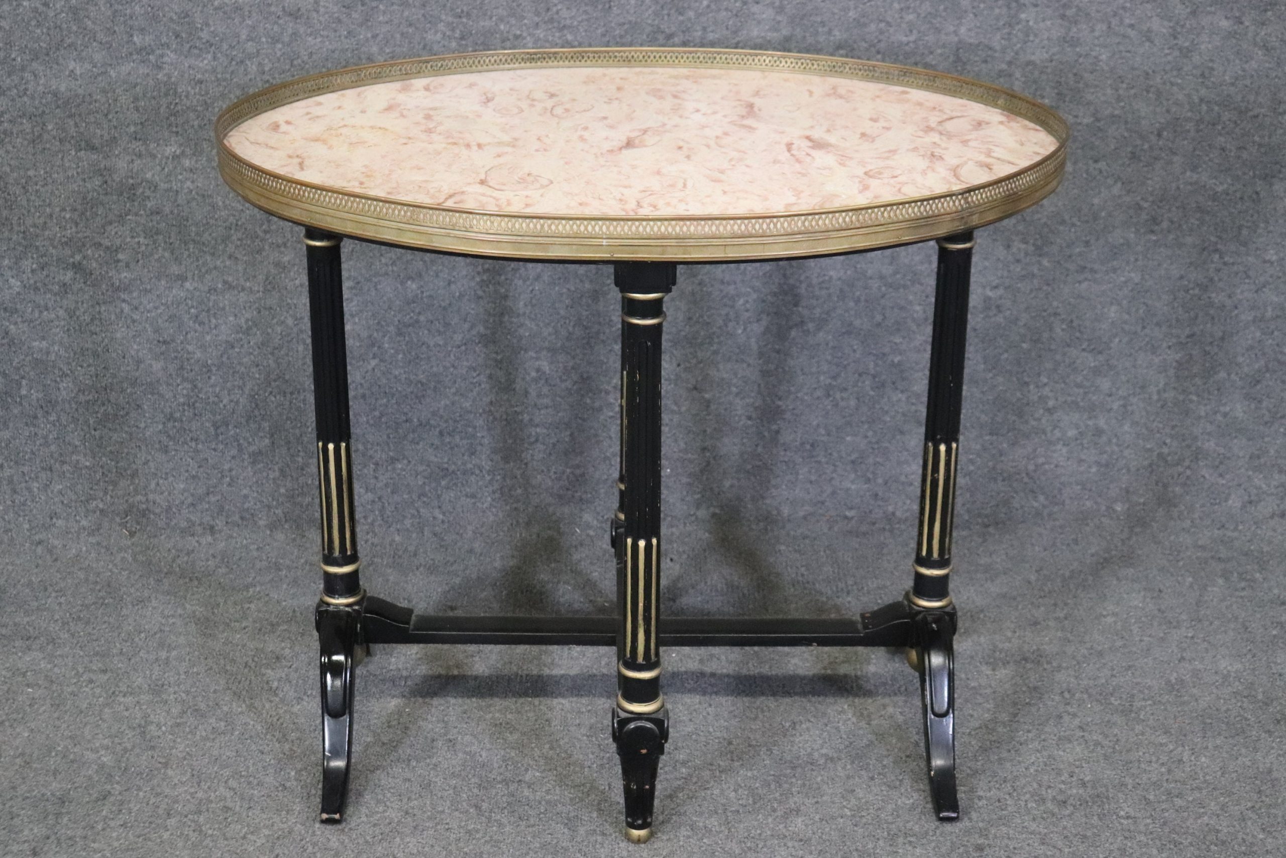 French Directoire Ebonized Marble Top Tea Table, End Table - Image 3