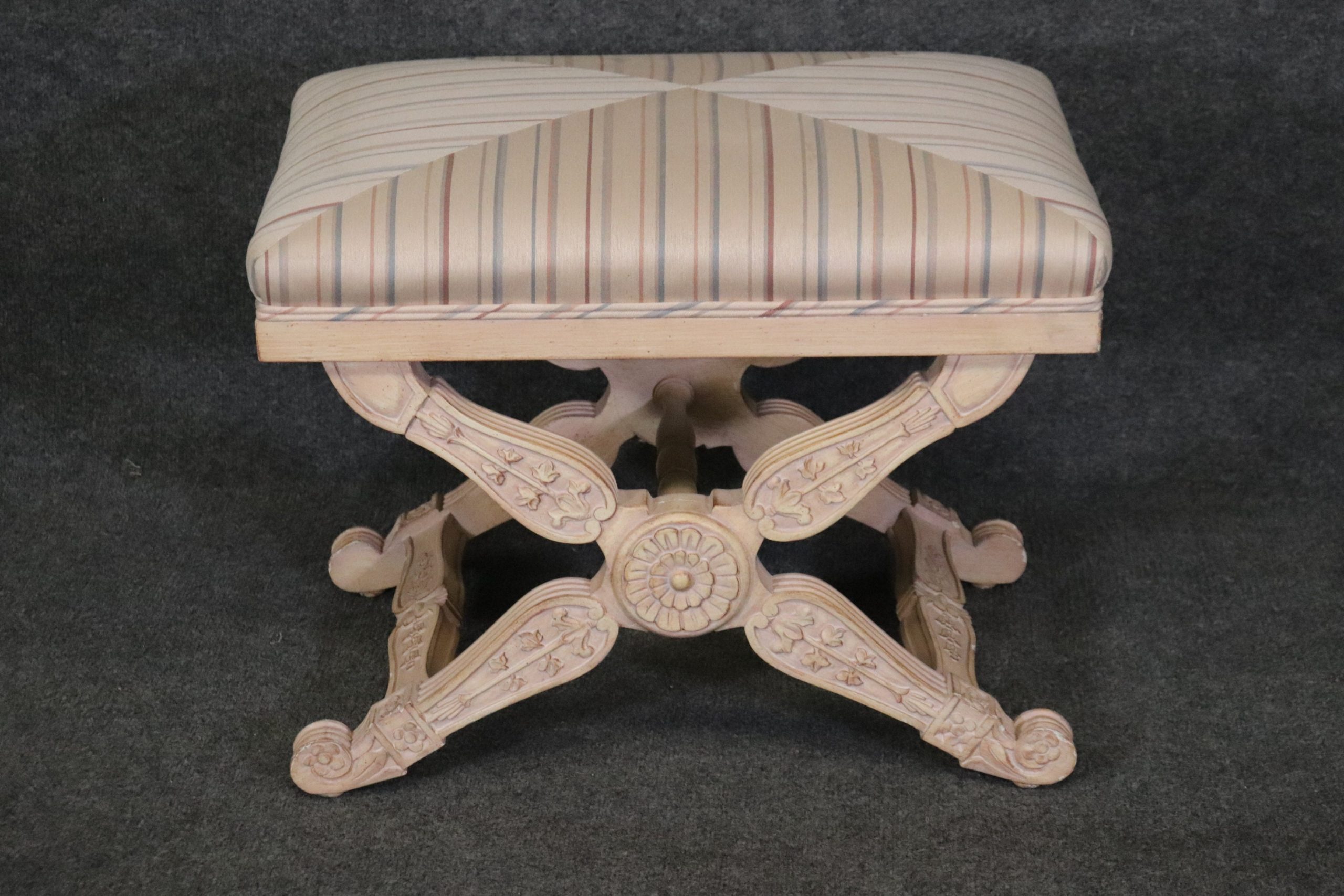 Maison Jansen Style Directoire Paint Decorated X Bench, MCM - Image 3