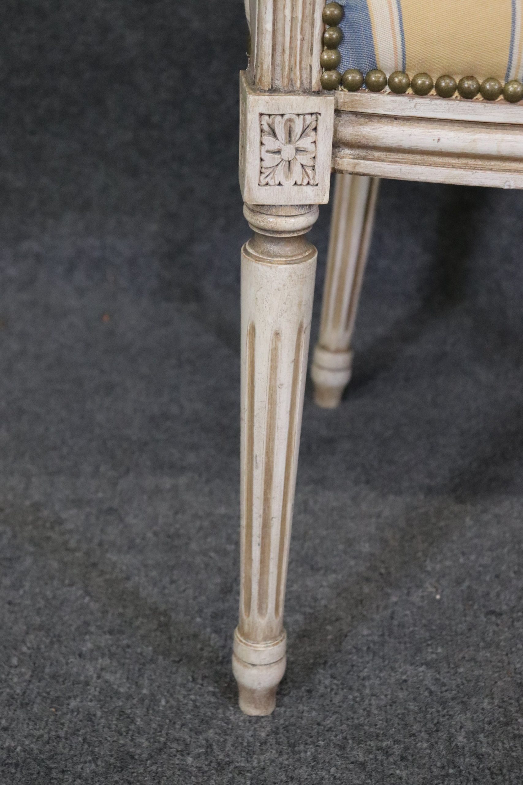 Louis XVI Style Dining Chairs: Distressed French Provincial Set of 8 - Image 8