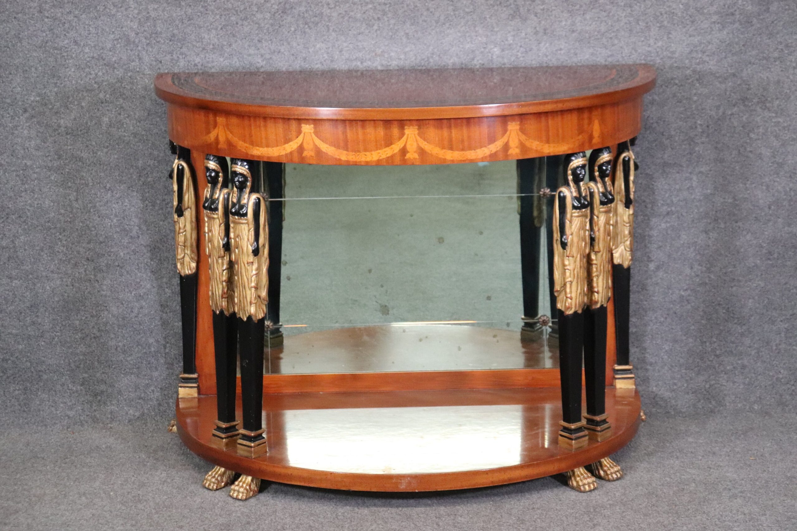 Vintage Italian Francesco Molon Empire Style Demilune Console Table, Antiques - Image 2