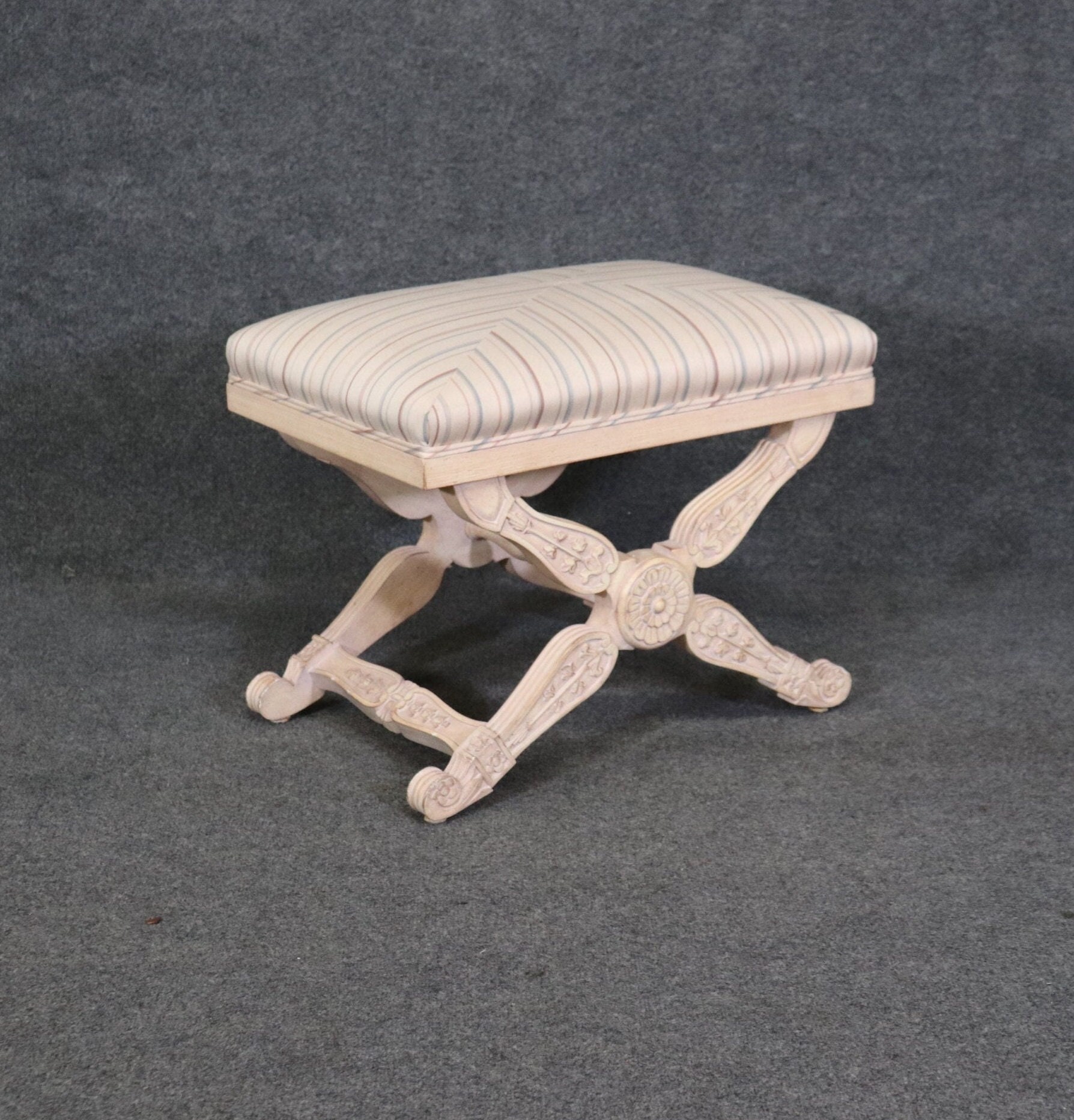 Maison Jansen Style Directoire Paint Decorated X Bench, MCM