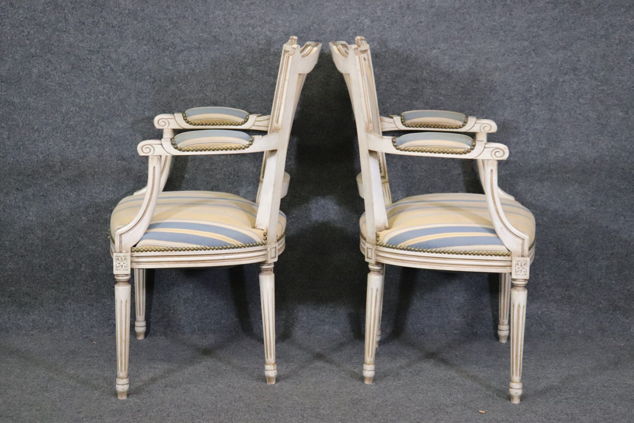 Louis XVI Style Dining Chairs: Distressed French Provincial Set of 8 - Image 6
