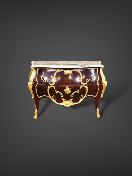 Antique French French Louis XV Style Bronze Mounted Marble Top Commode Chest of Drawers, Furniture