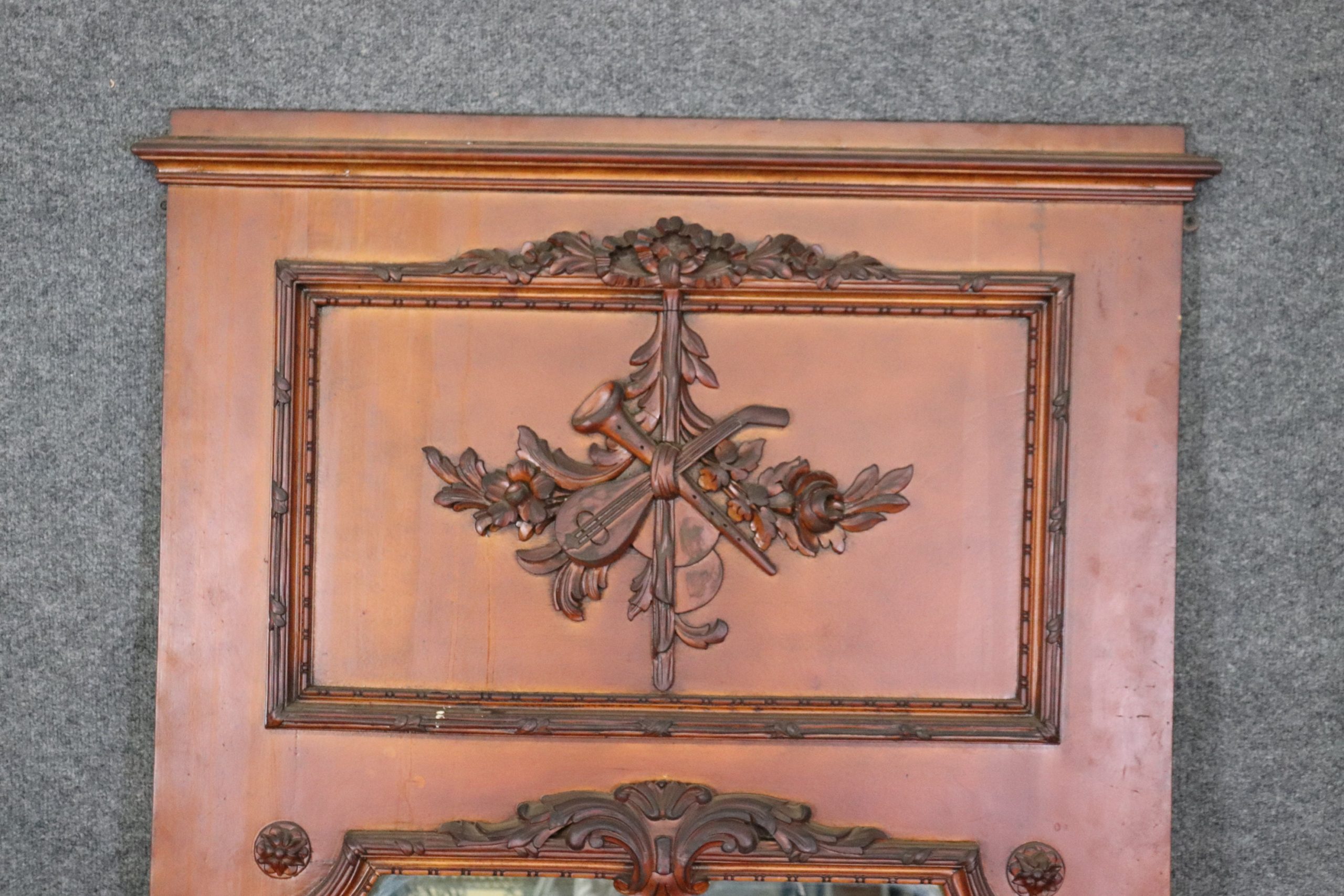 Antique French Directoire Style Carved Trumeau Mirror, Antiques - Image 4