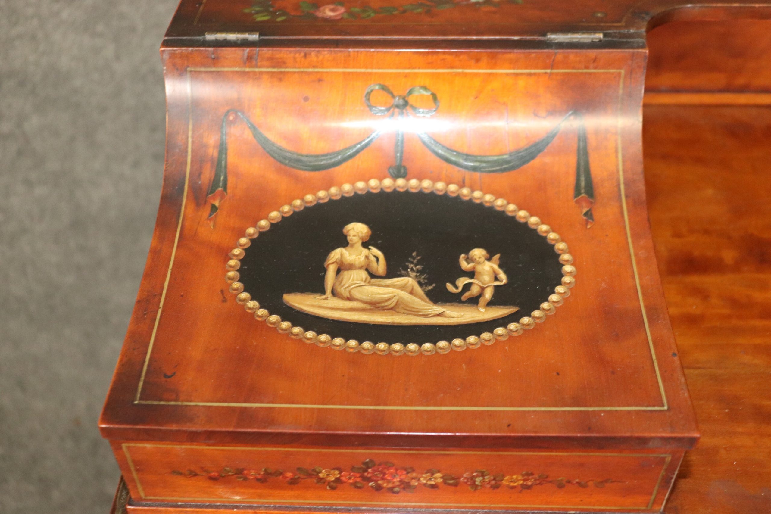19th Century Adams Style Paint Decorated Carlton House Desk, Antiques - Image 8
