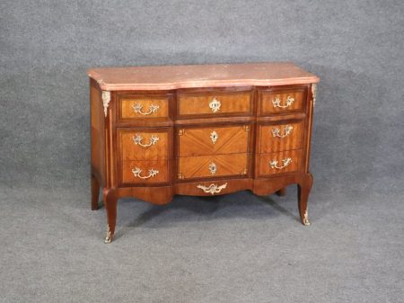 Antique French Louis XV Rococo Marble Top Commode - 19th Century Chest of Drawers
