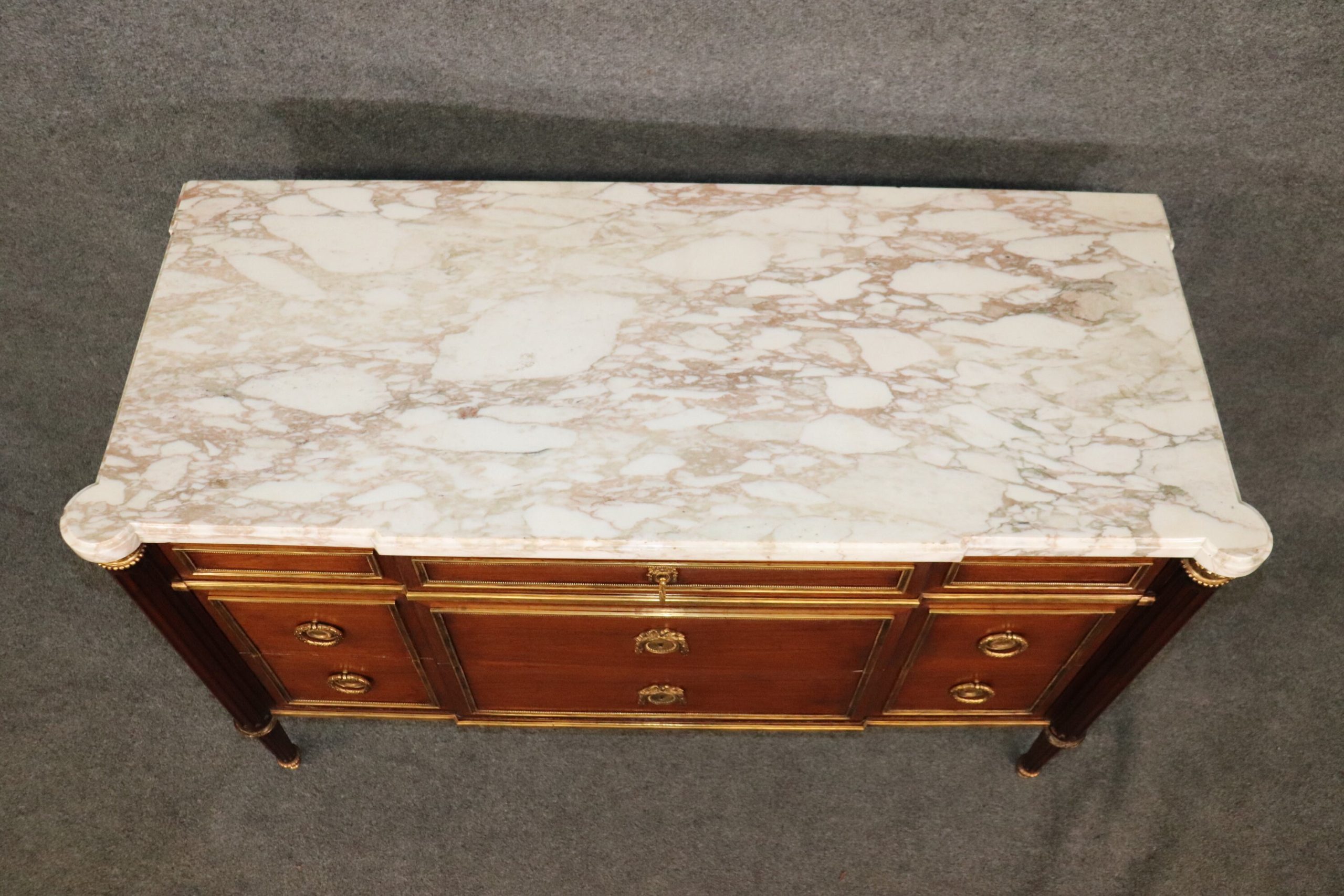 Antique 19th Century French Louis XVI Style Marble Top Commode Chest of Drawers, Antiques - Image 7
