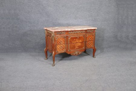 Antique French Louis XV Style Marble Top Commode, Chest of Drawers