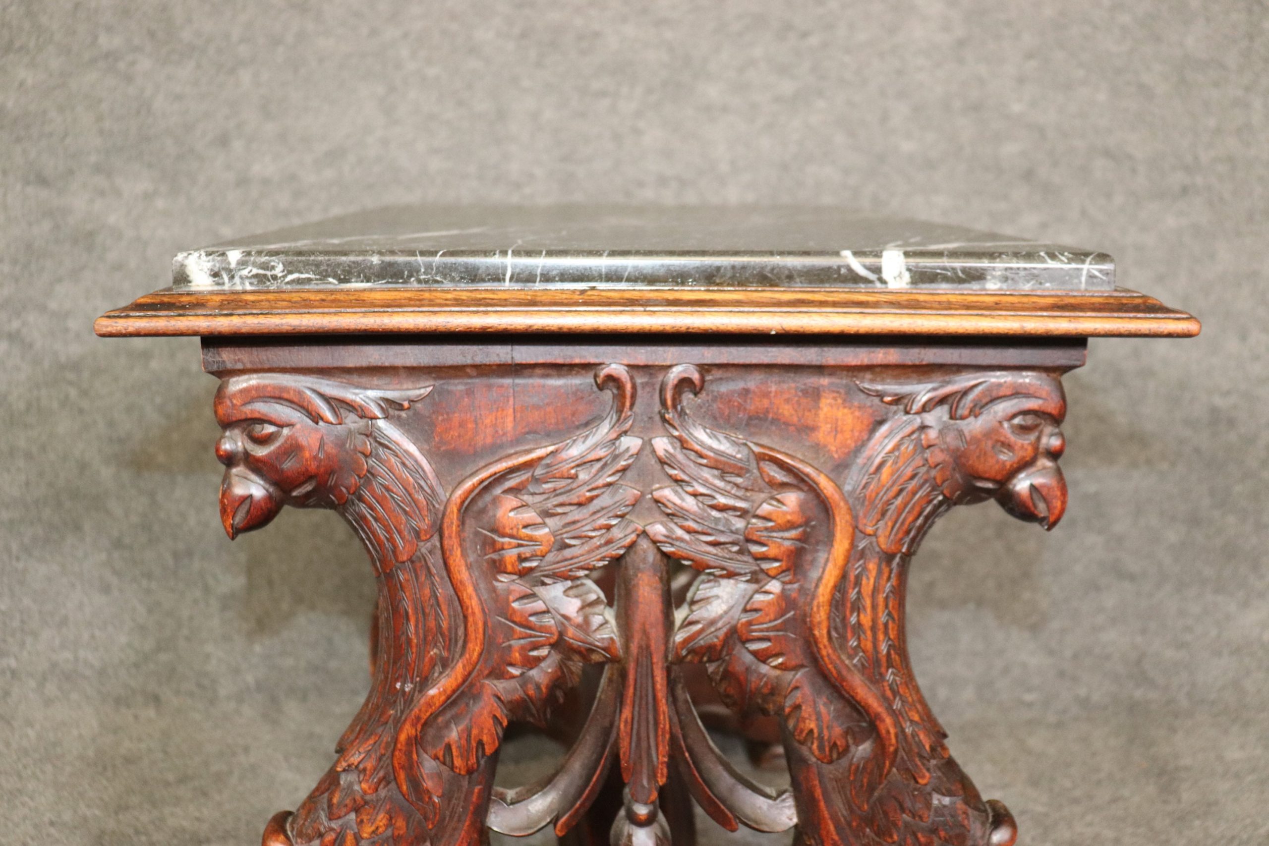Belgian Antique 19th Century Marble Top Carved Accent Table, Coffee Table - Image 6