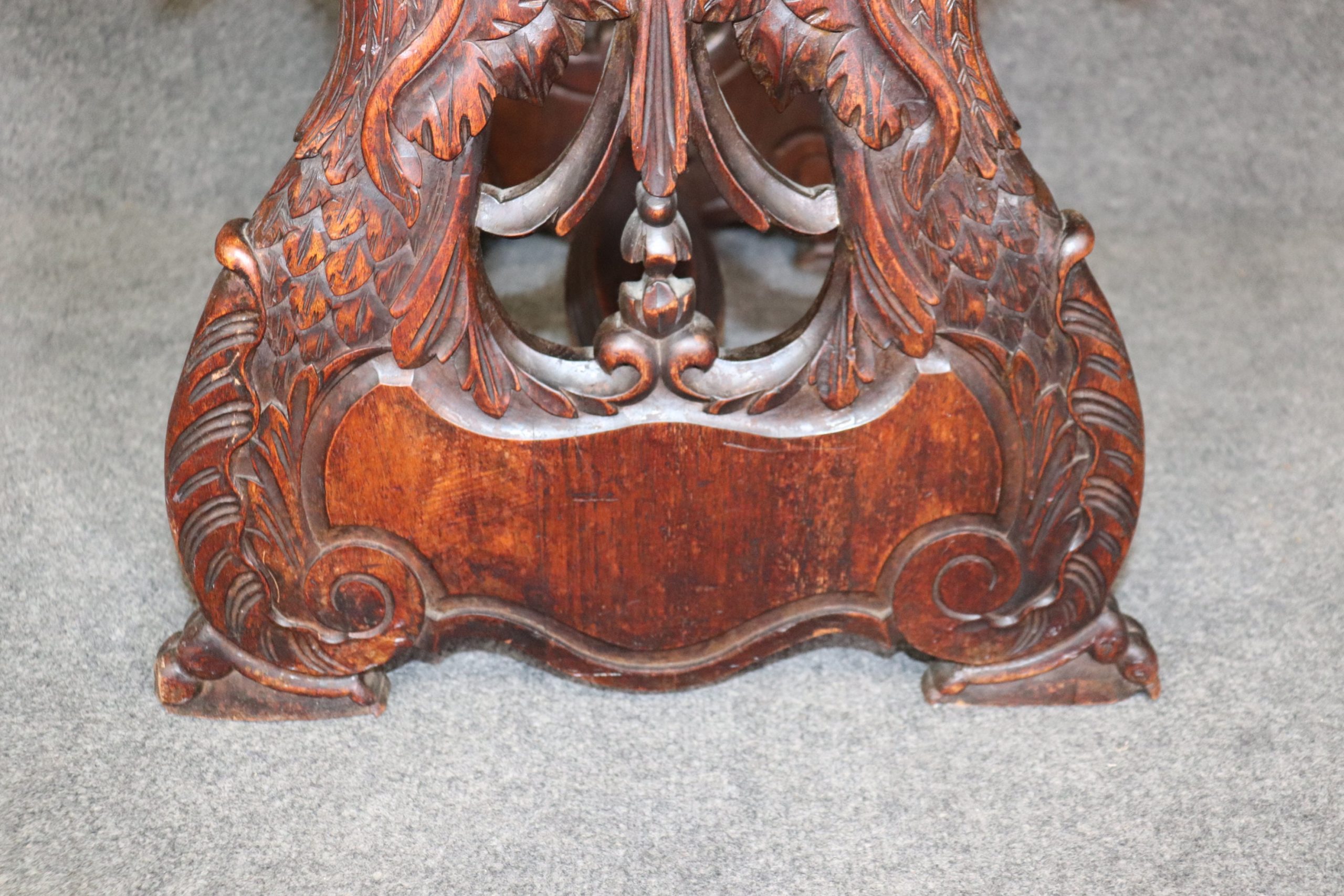 Belgian Antique 19th Century Marble Top Carved Accent Table, Coffee Table - Image 7