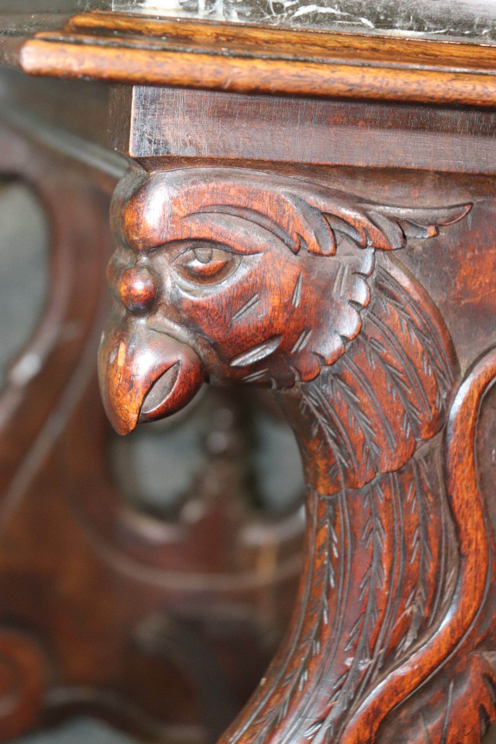 Belgian Antique 19th Century Marble Top Carved Accent Table, Coffee Table - Image 8