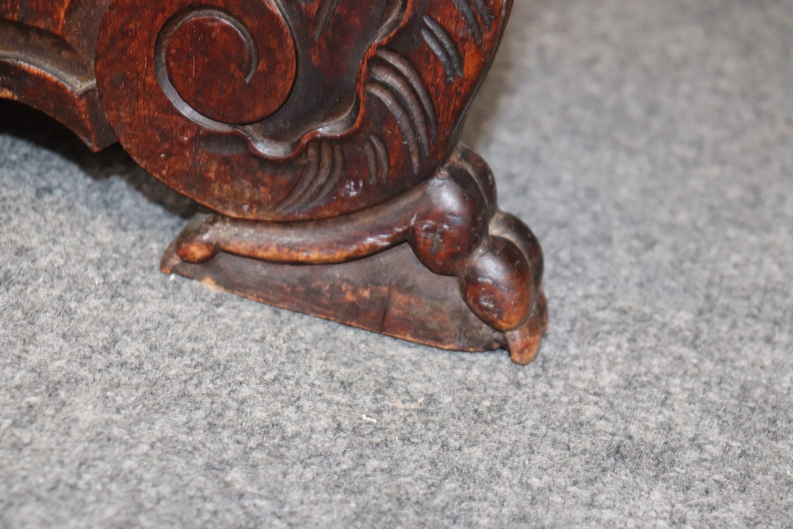 Belgian Antique 19th Century Marble Top Carved Accent Table, Coffee Table - Image 9