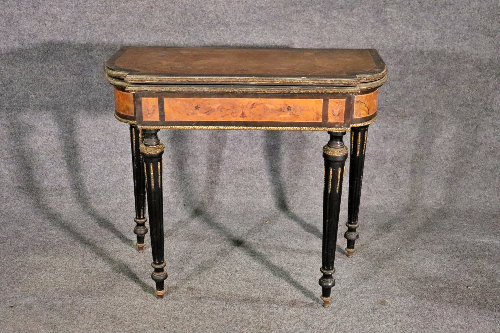 Antique 19th Century French Louis Phillipe Inlaid Flip Top Game Table, Antique Decor - Image 2