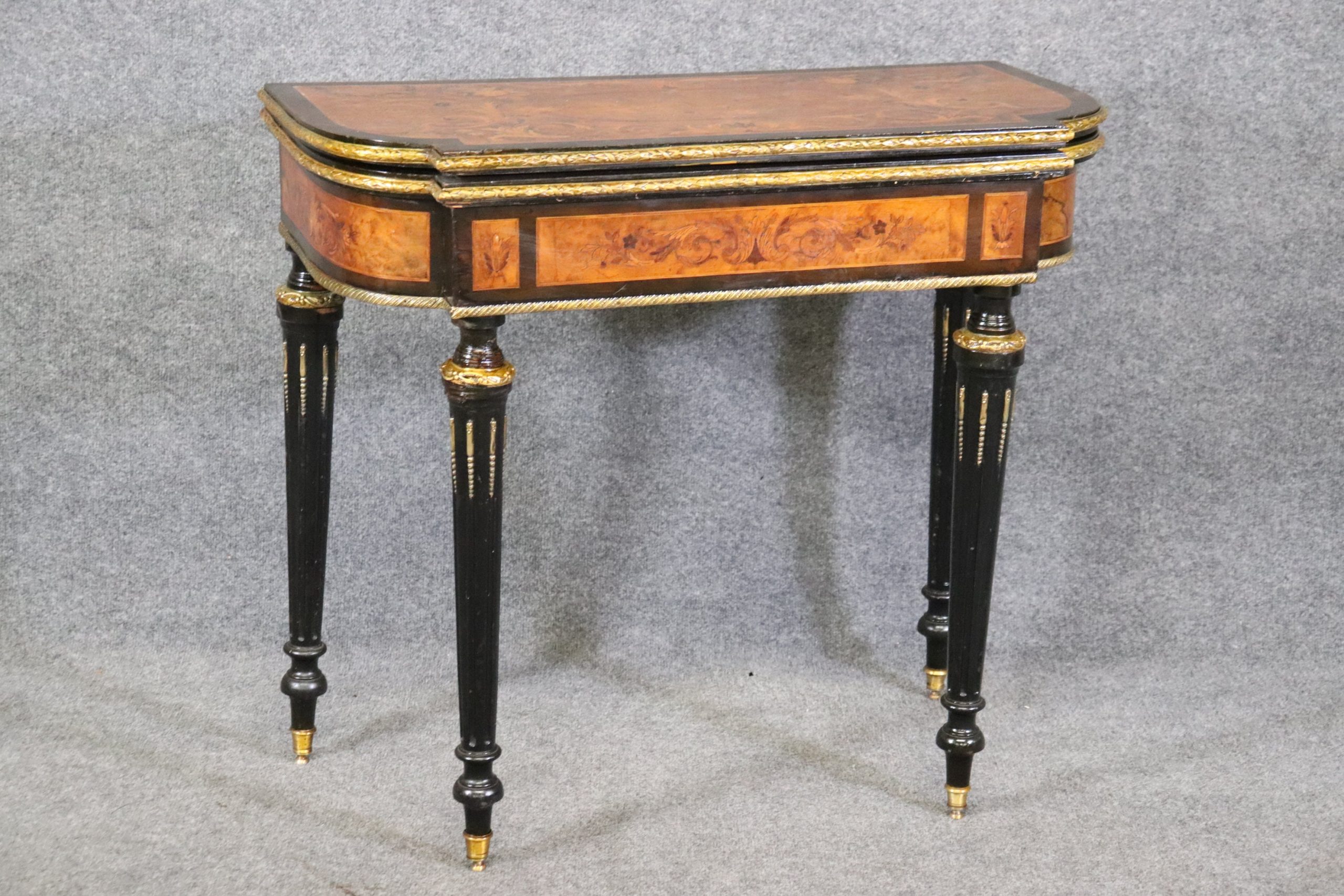 Antique 19th Century French Louis Phillipe Inlaid Flip Top Game Table, Antique Decor