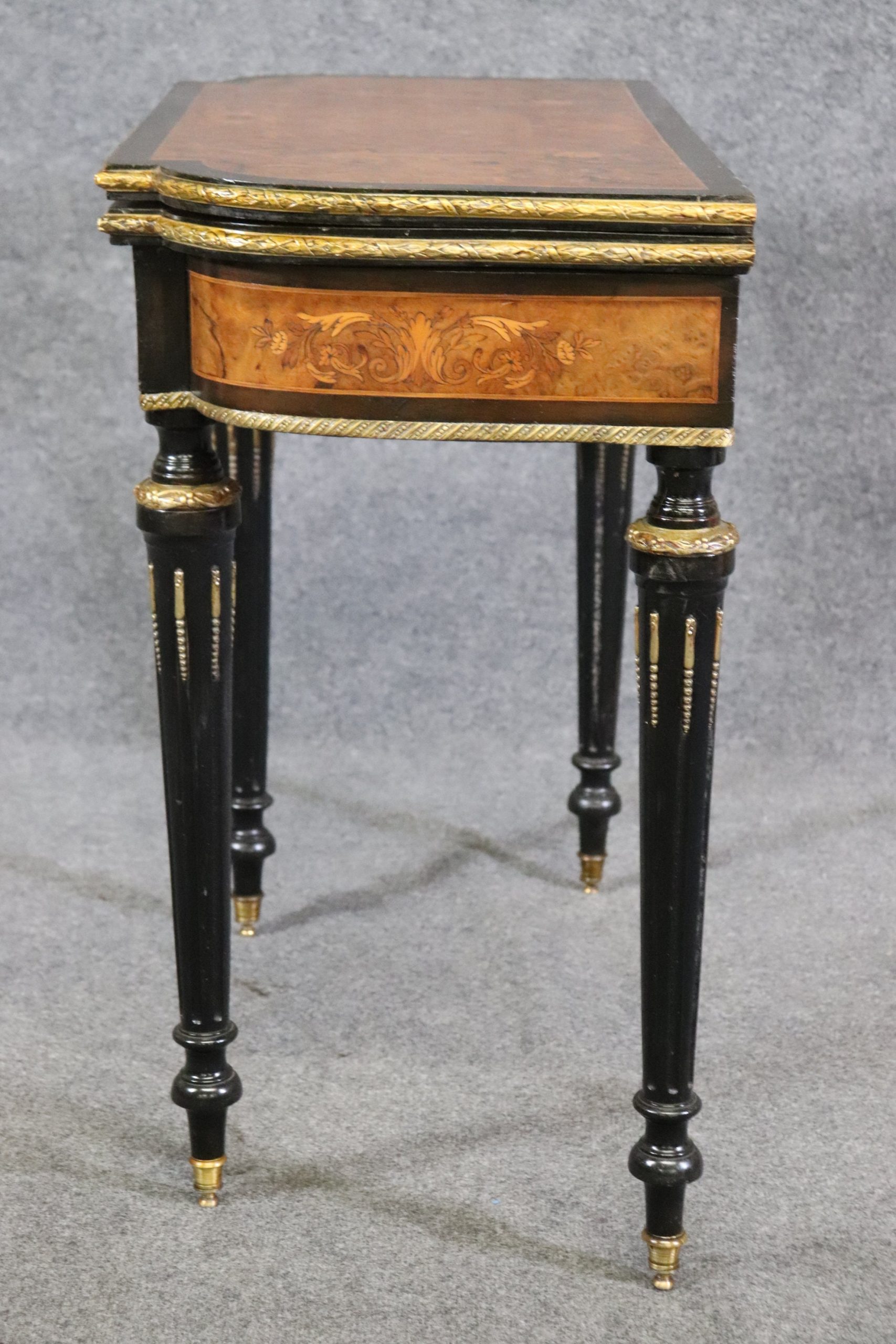 Antique 19th Century French Louis Phillipe Inlaid Flip Top Game Table, Antique Decor - Image 5